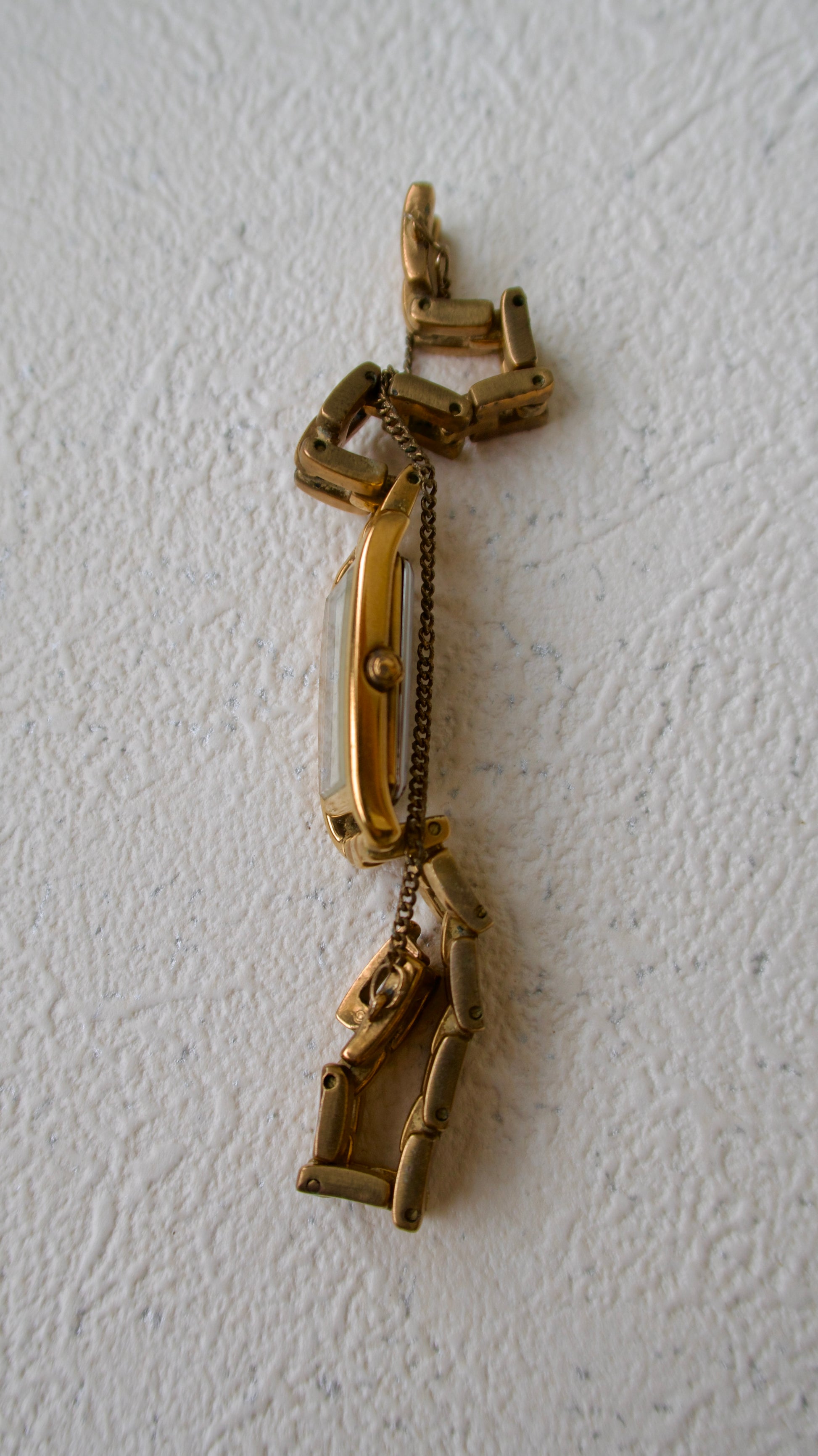 S. Tisse Bronze Gold Chain Square Dial Watch