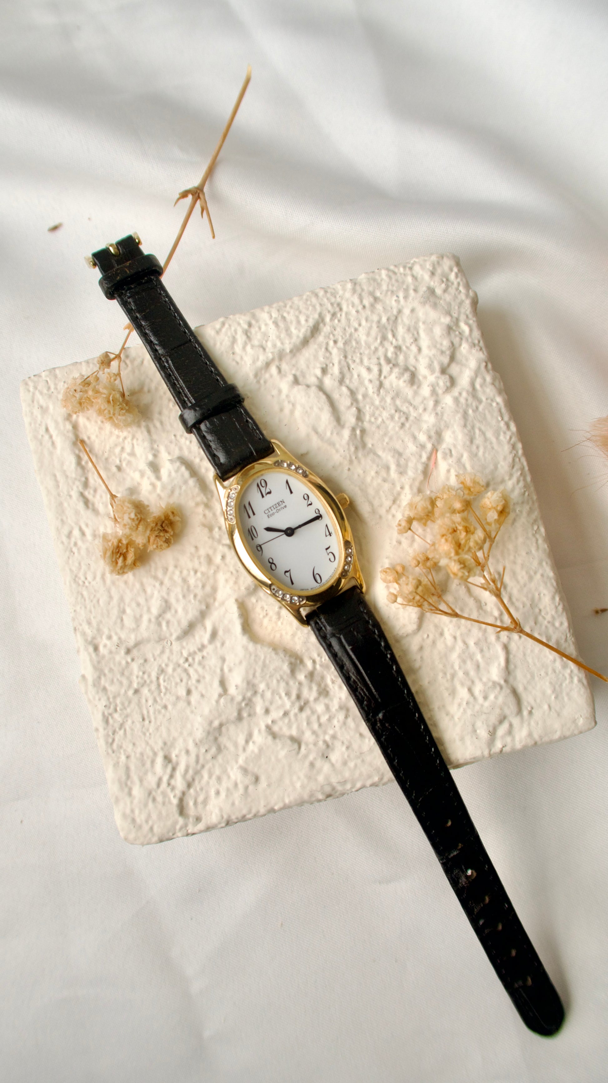 CTZ. Oval White Dial with Black Strap Watch