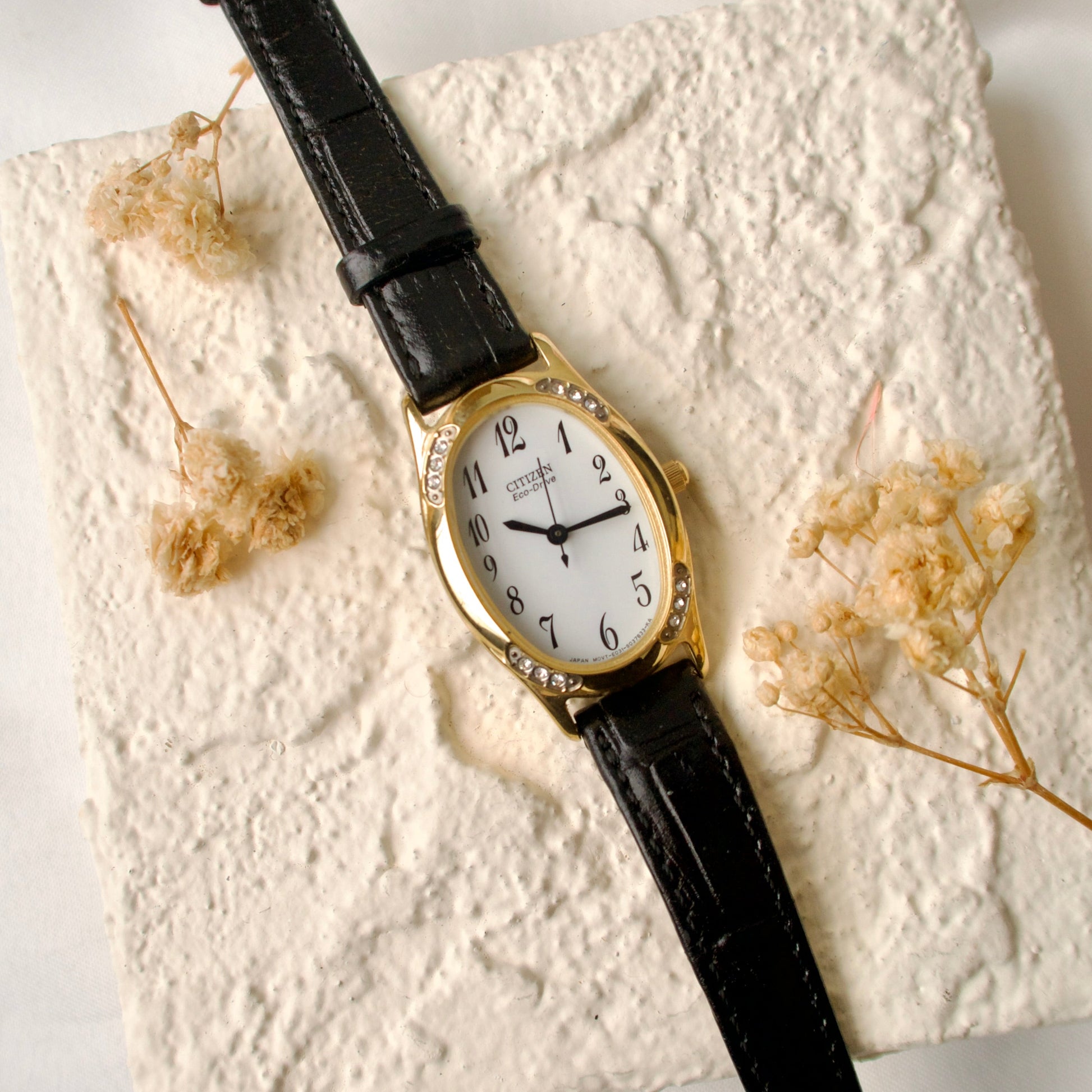 CTZ. Oval White Dial with Black Strap Watch
