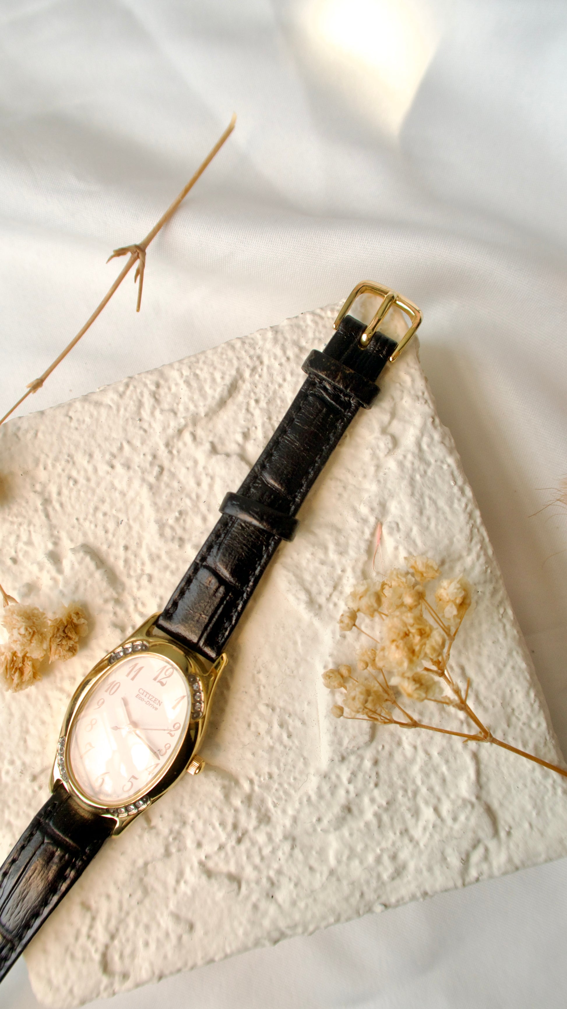 CTZ. Oval White Dial with Black Strap Watch