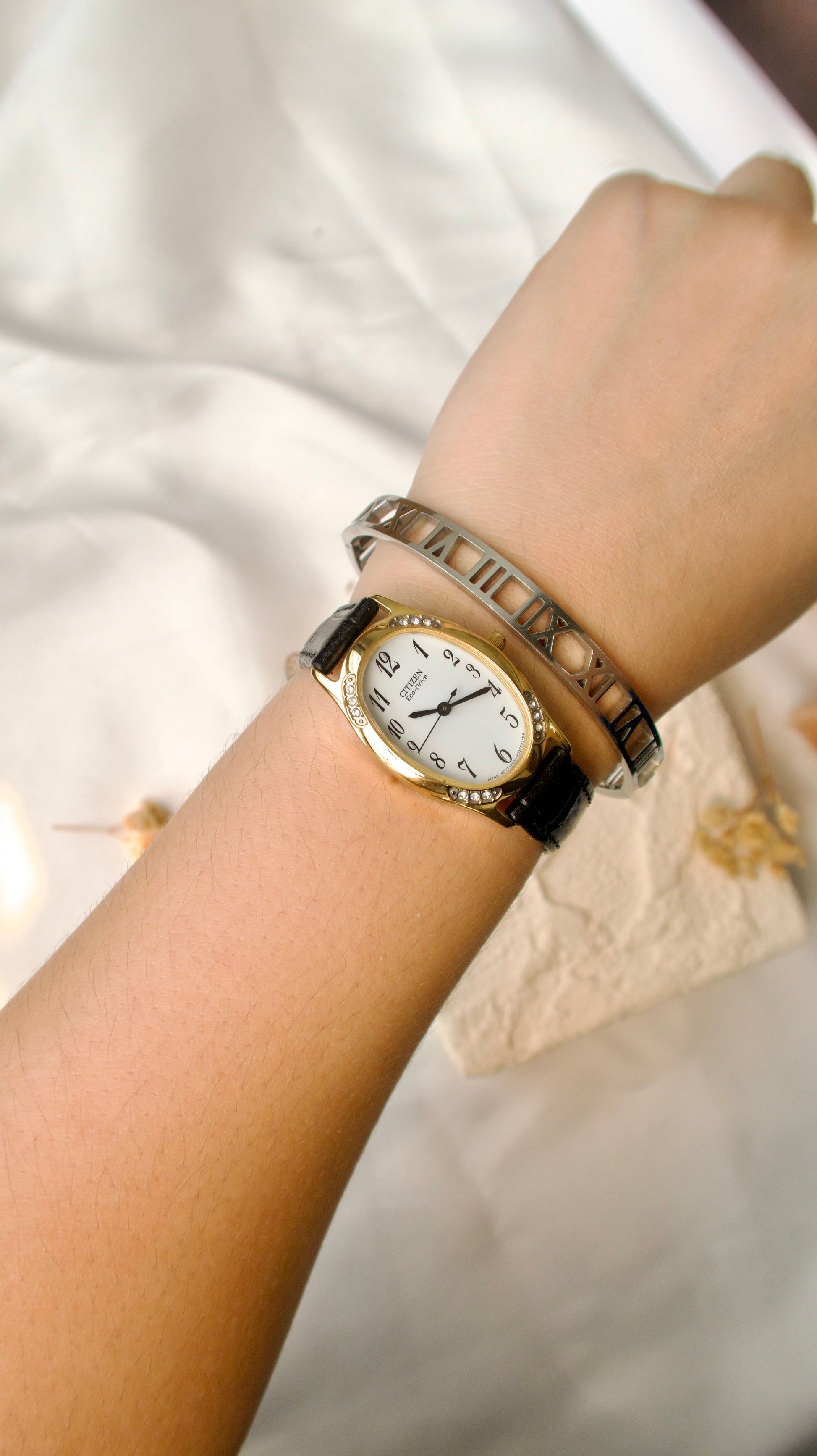 CTZ. Oval White Dial with Black Strap Watch