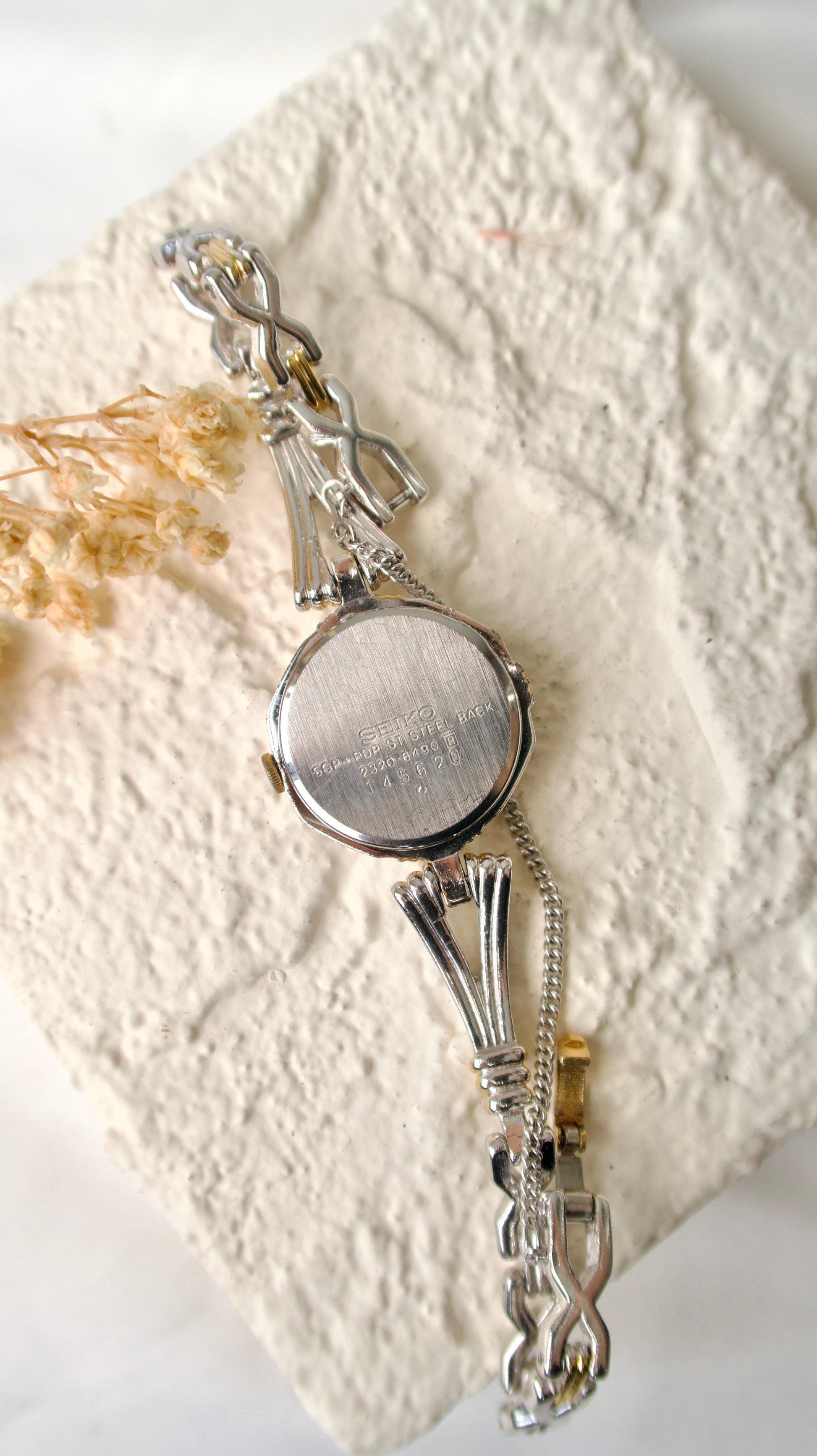 S. Oblong Silver Dial with Silver Chain Watch