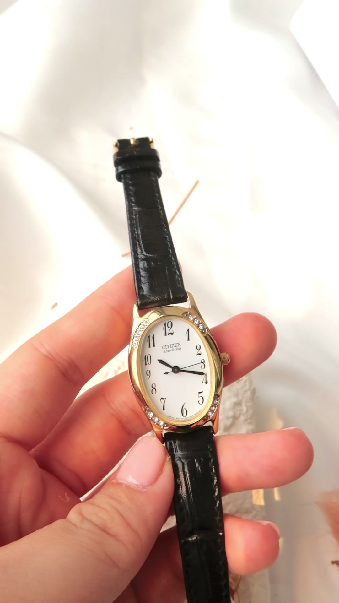 CTZ. Oval White Dial with Black Strap Watch