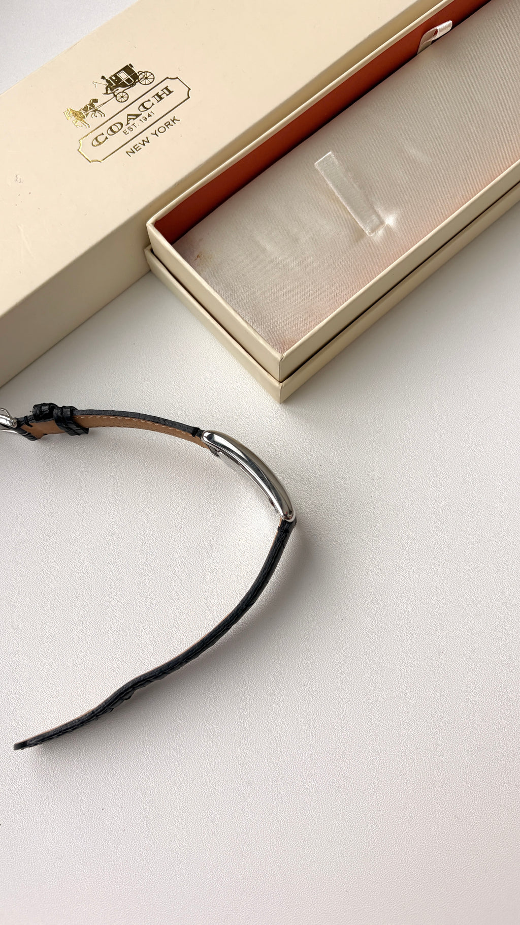 [With Box] CO. Rect White Dial with Black Strap Watch