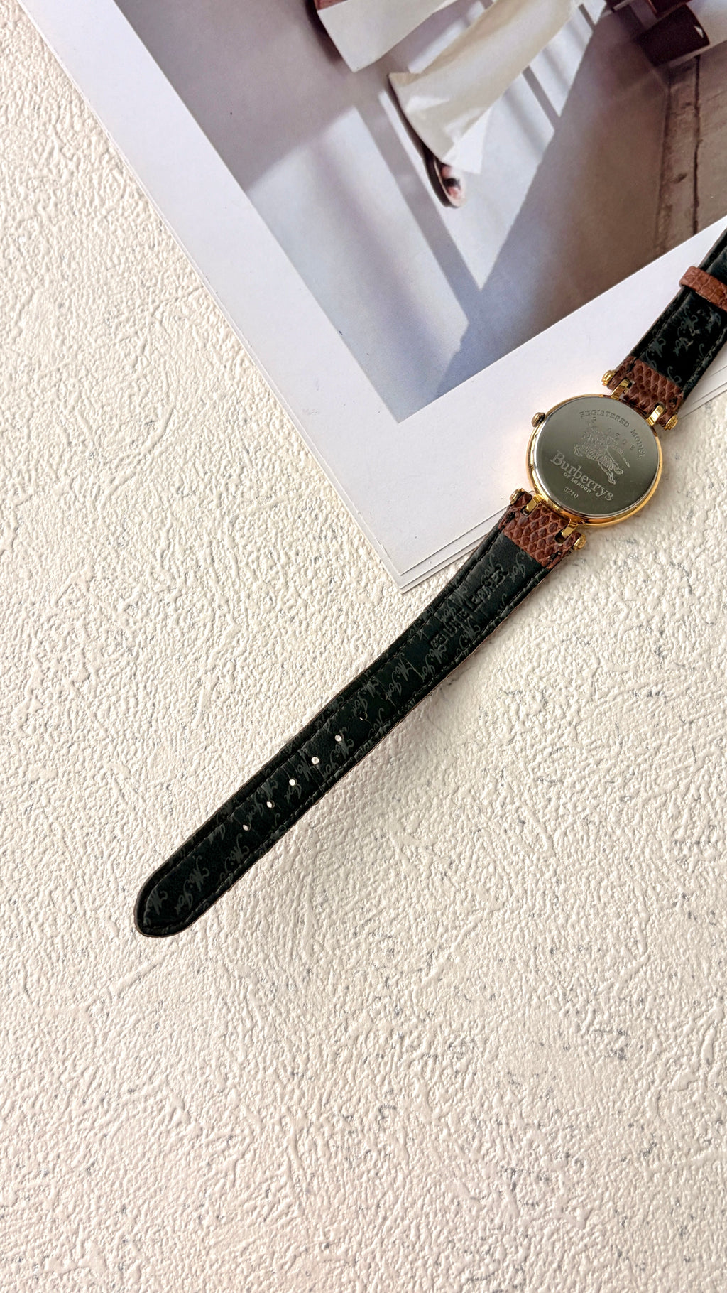 BRBY. White Roman Date Round Dial Brown Strap Watch
