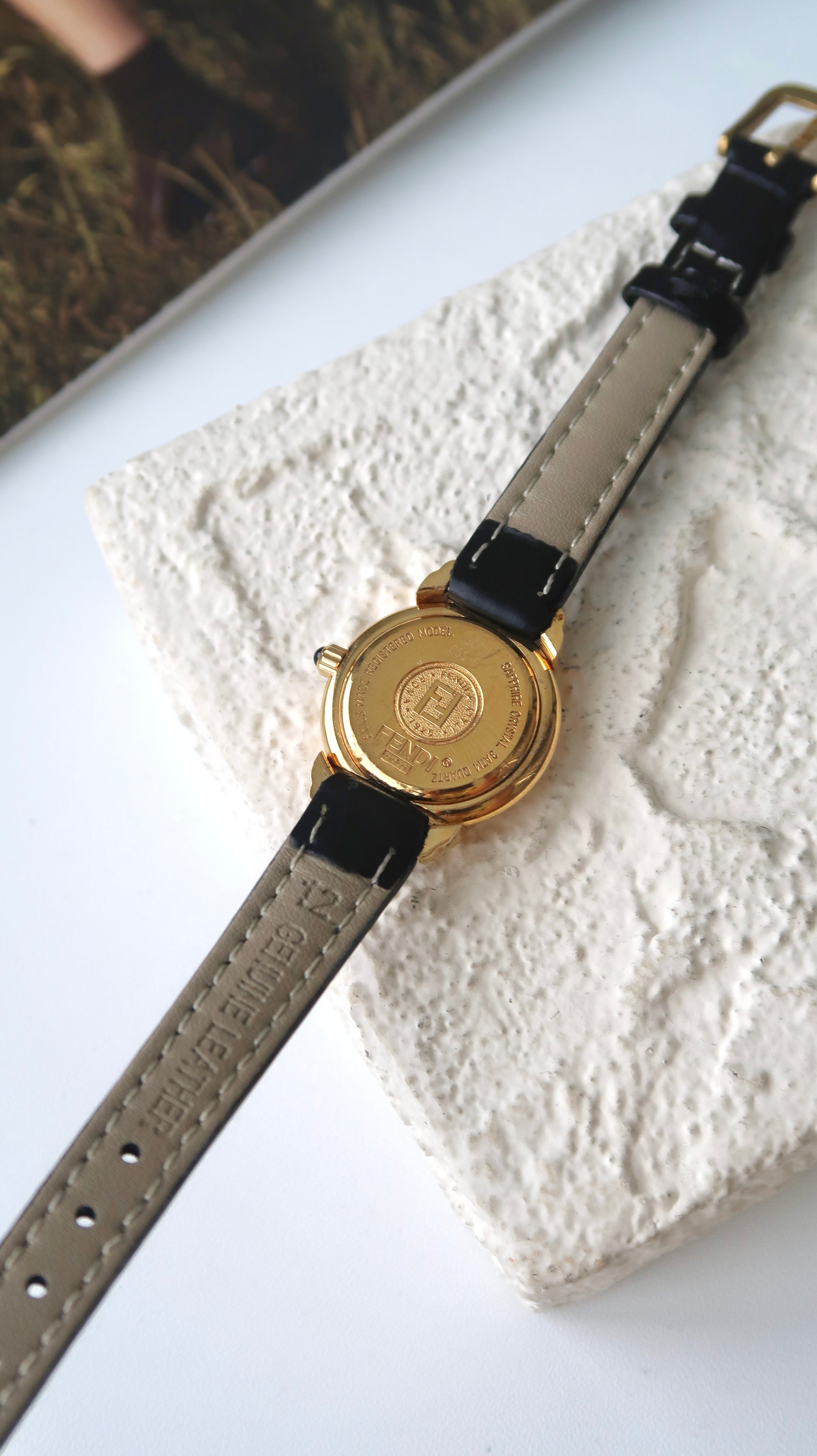 F. 300L Round White Dial with Black Strap Watch