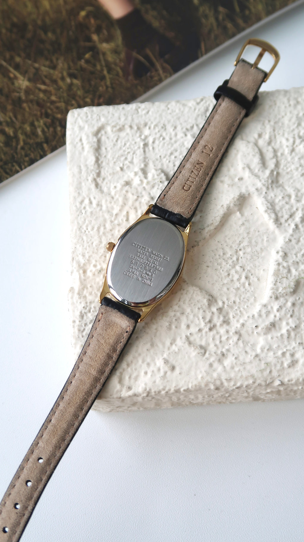 CTZ Eco Drive White Oval Dial with Black Strap Watch