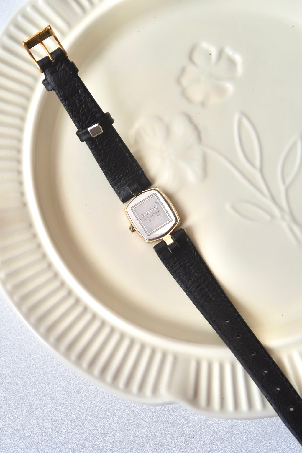 RD. Gold Hexa Dial Black Strap Watch