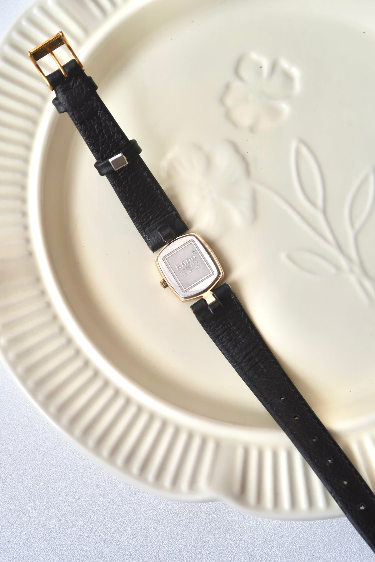RD. Gold Hexa Dial Black Strap Watch