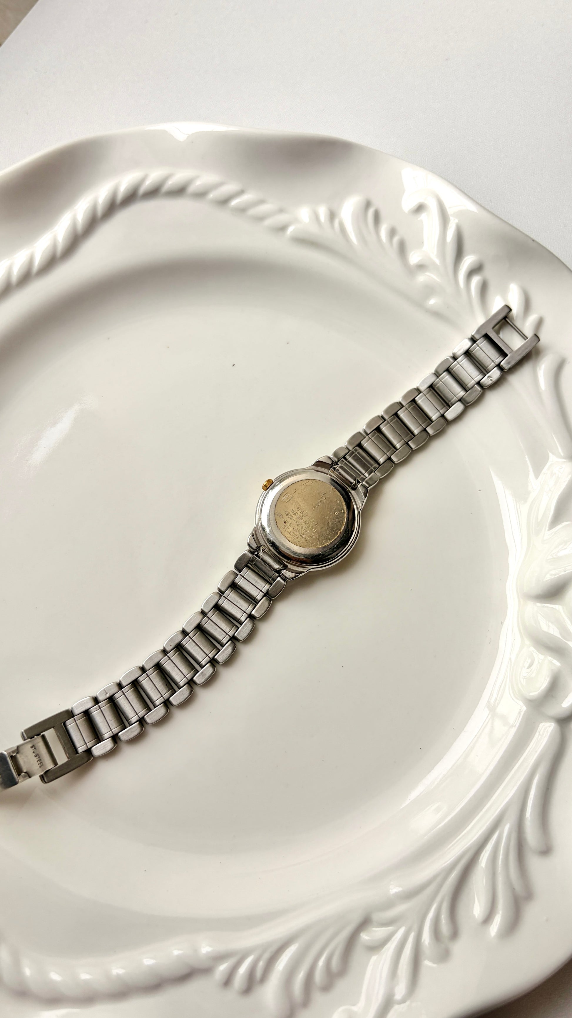 YSL Beige Round Dial Two Tone Watch