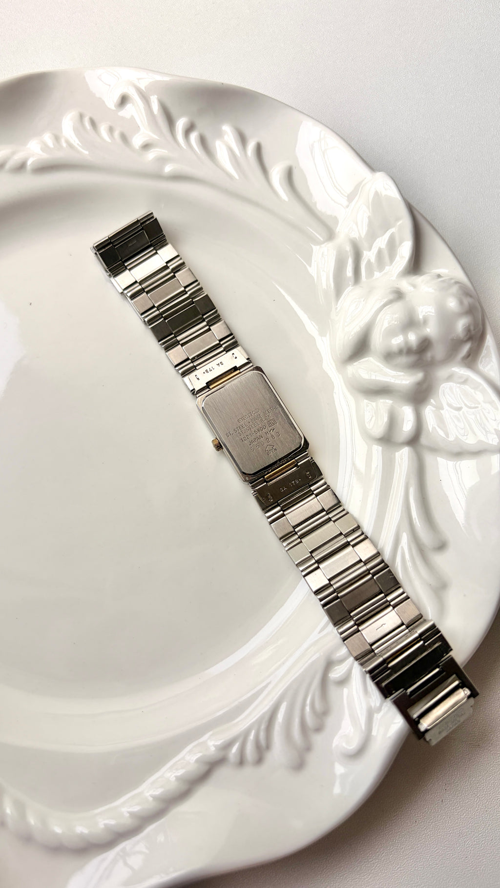 S. Arc Grey Rect Dial Two Tone Chain Watch