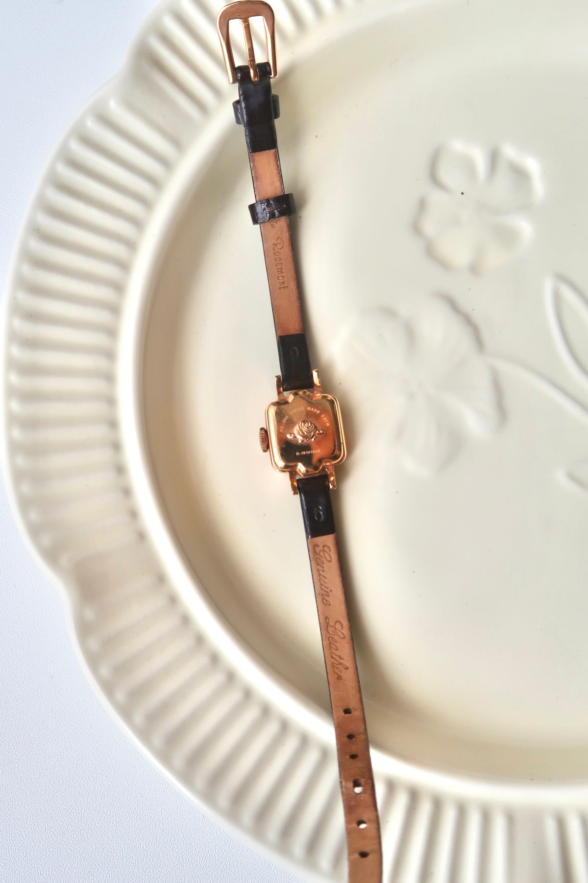 Rosemont Precision Beige Square Dial Brown Strap Watch