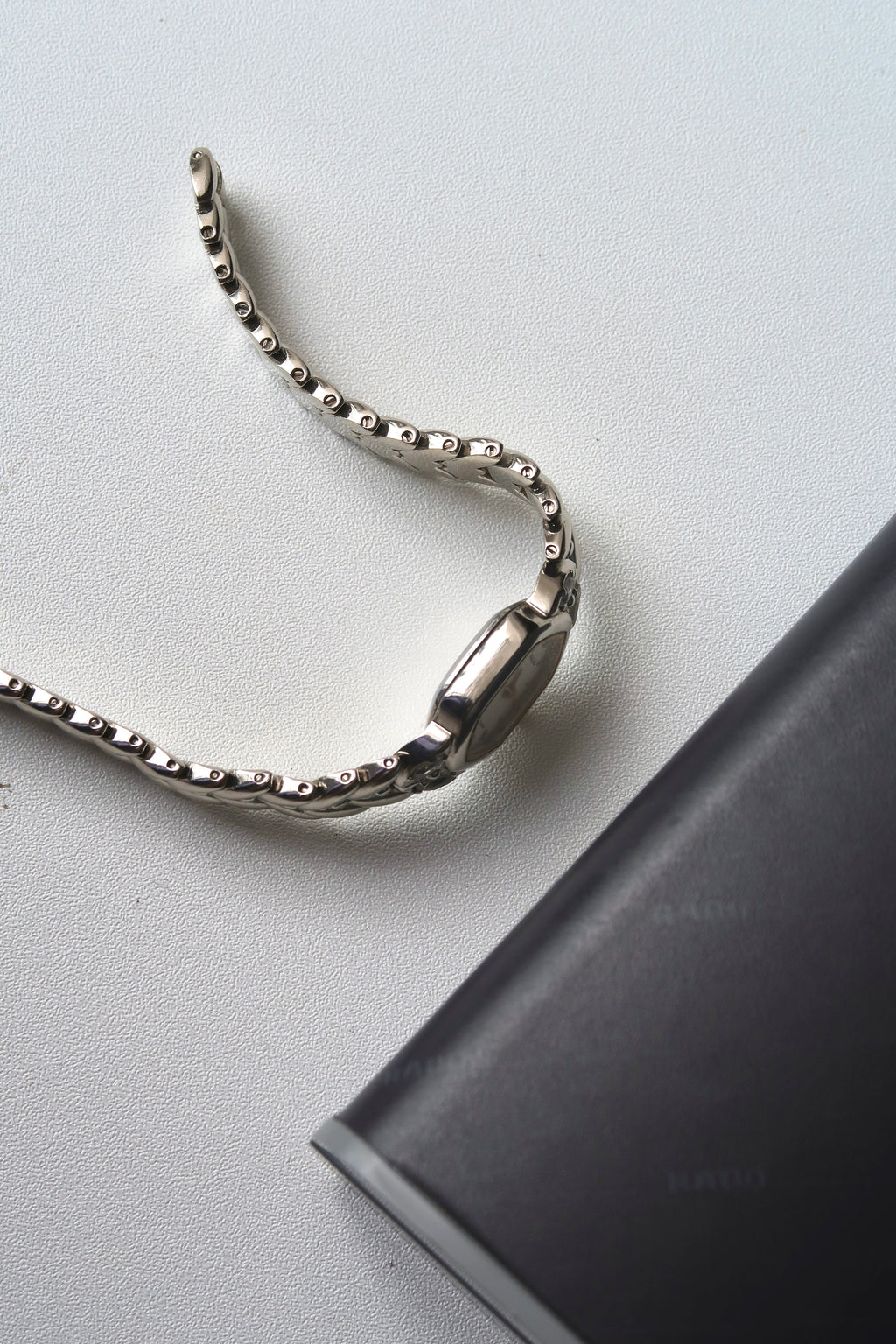 [WITH BOX] RD Silver Hexa Diamond Dial Silver Chain Watch