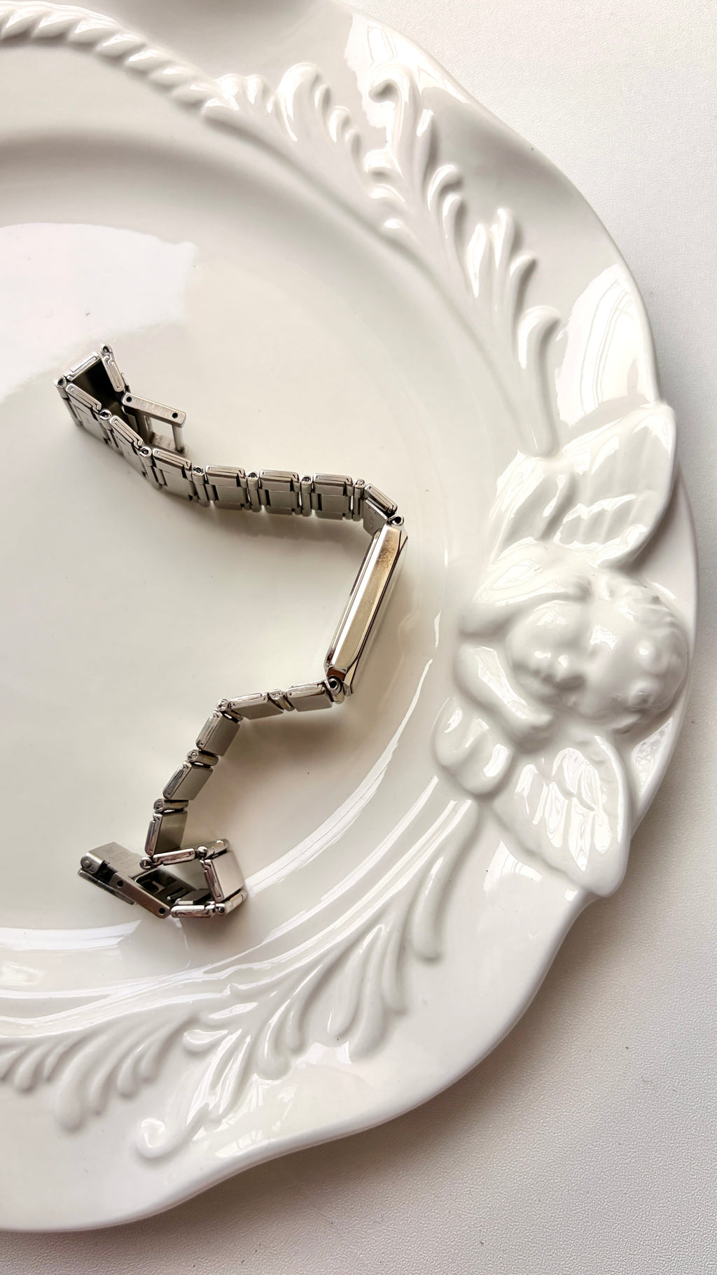 S. Arc Grey Rect Dial Two Tone Chain Watch
