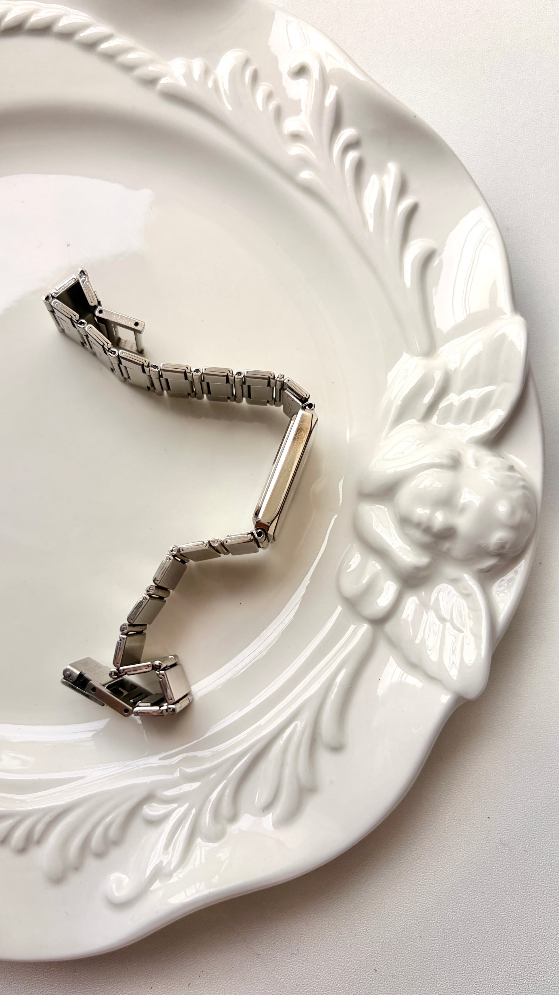 S. Arc Grey Rect Dial Two Tone Chain Watch
