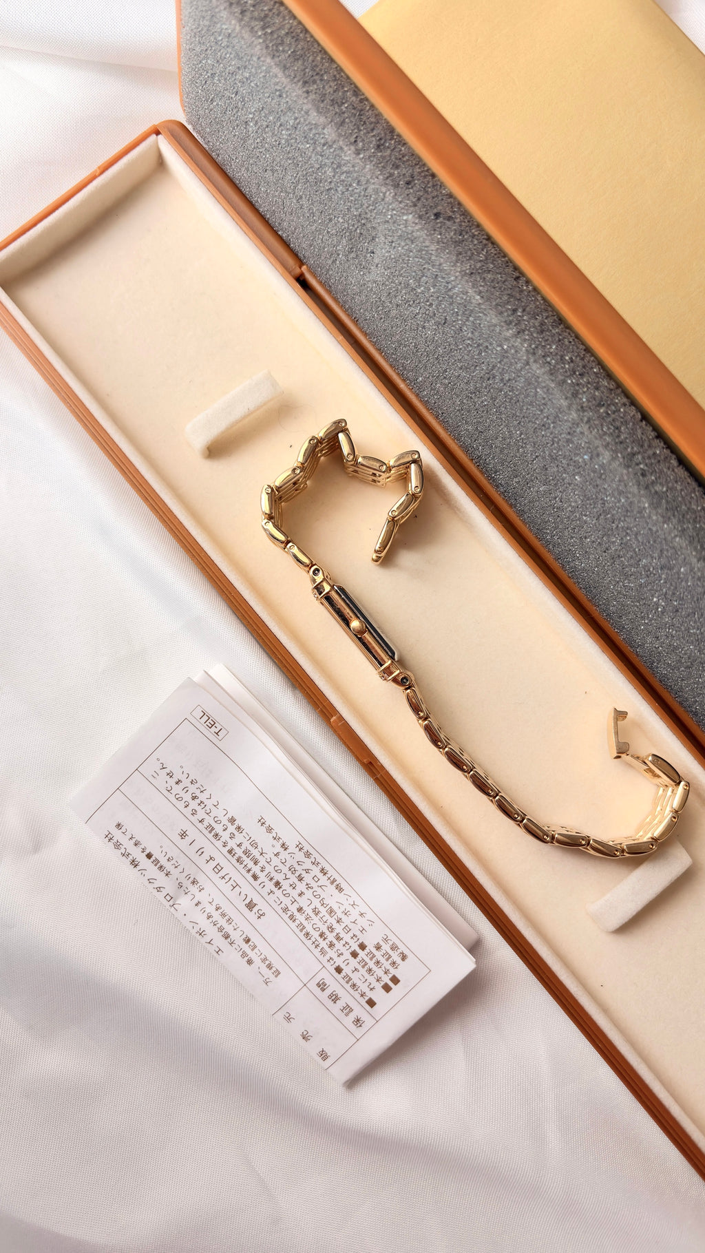 [WITH BOX] Lancel Paris Gold Rect Roman Dial Gold Chain Watch