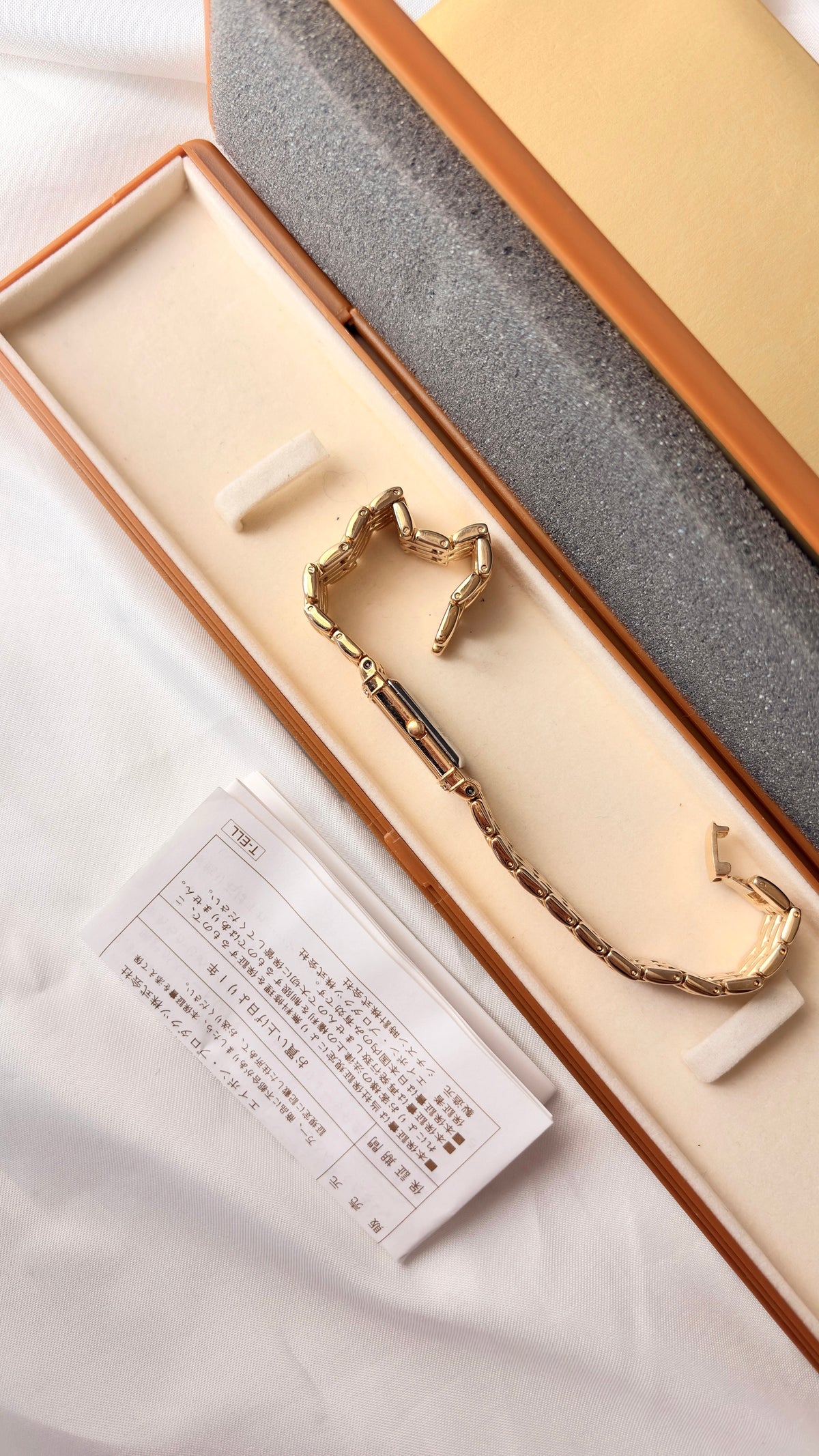 [WITH BOX] Lancel Paris Gold Rect Roman Dial Gold Chain Watch