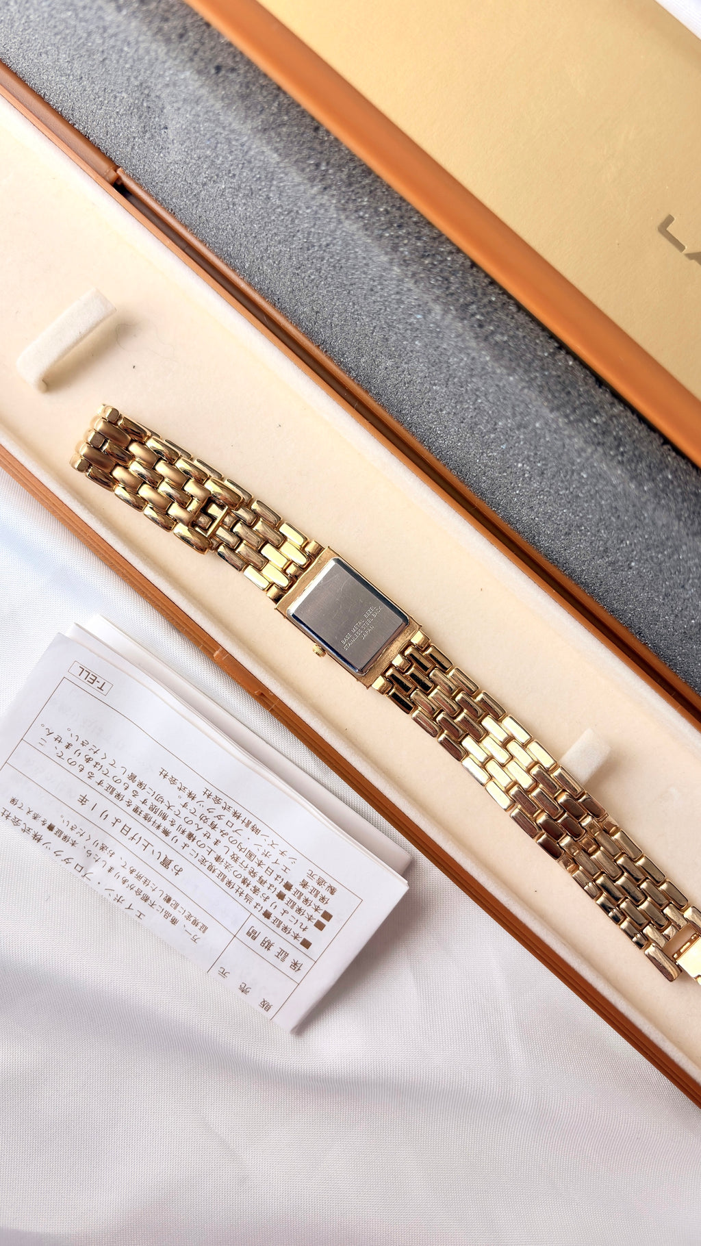 [WITH BOX] Lancel Paris Gold Rect Roman Dial Gold Chain Watch
