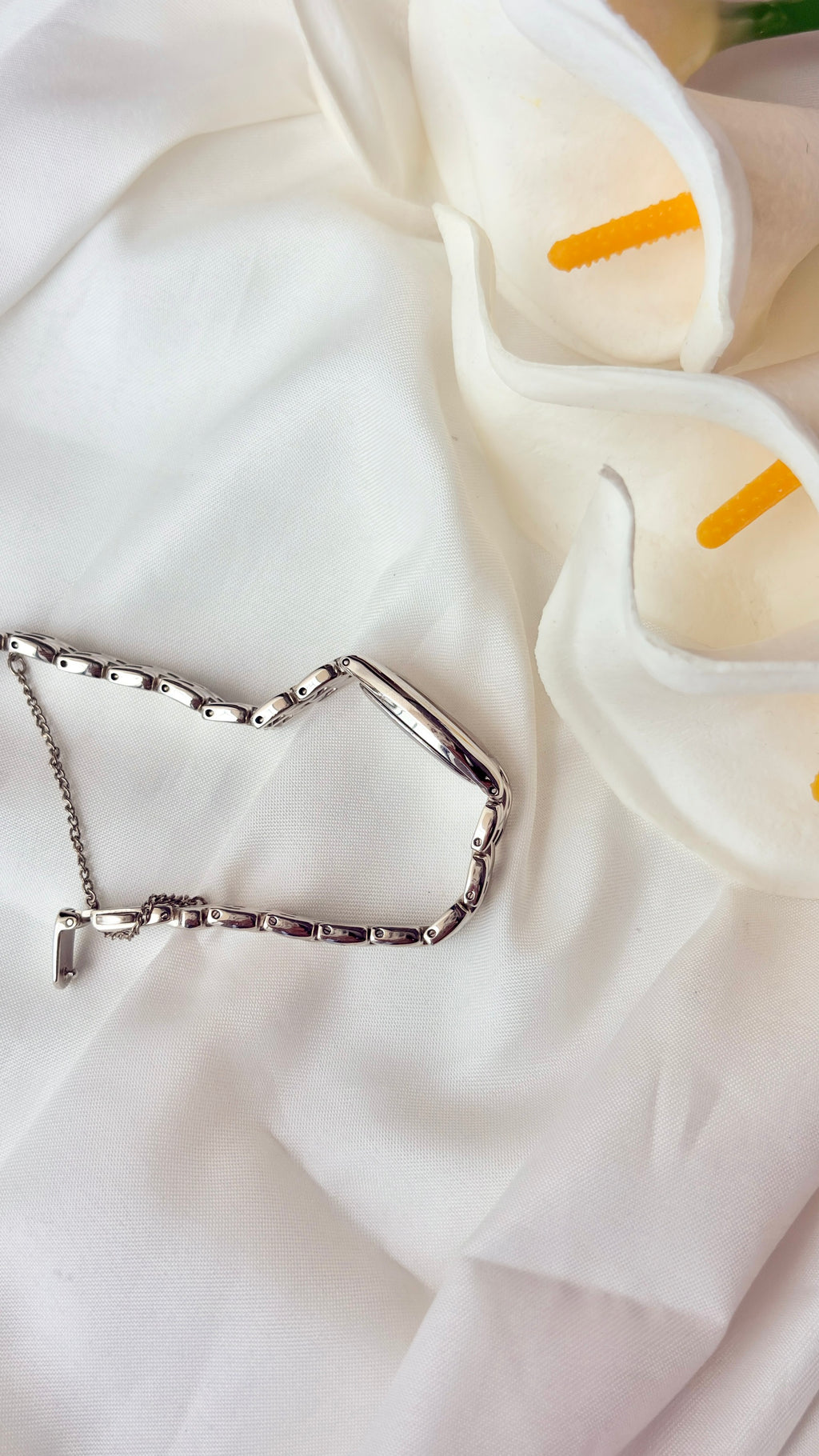 CTZ. Opus White Rect Dial Silver SS Chain Watch