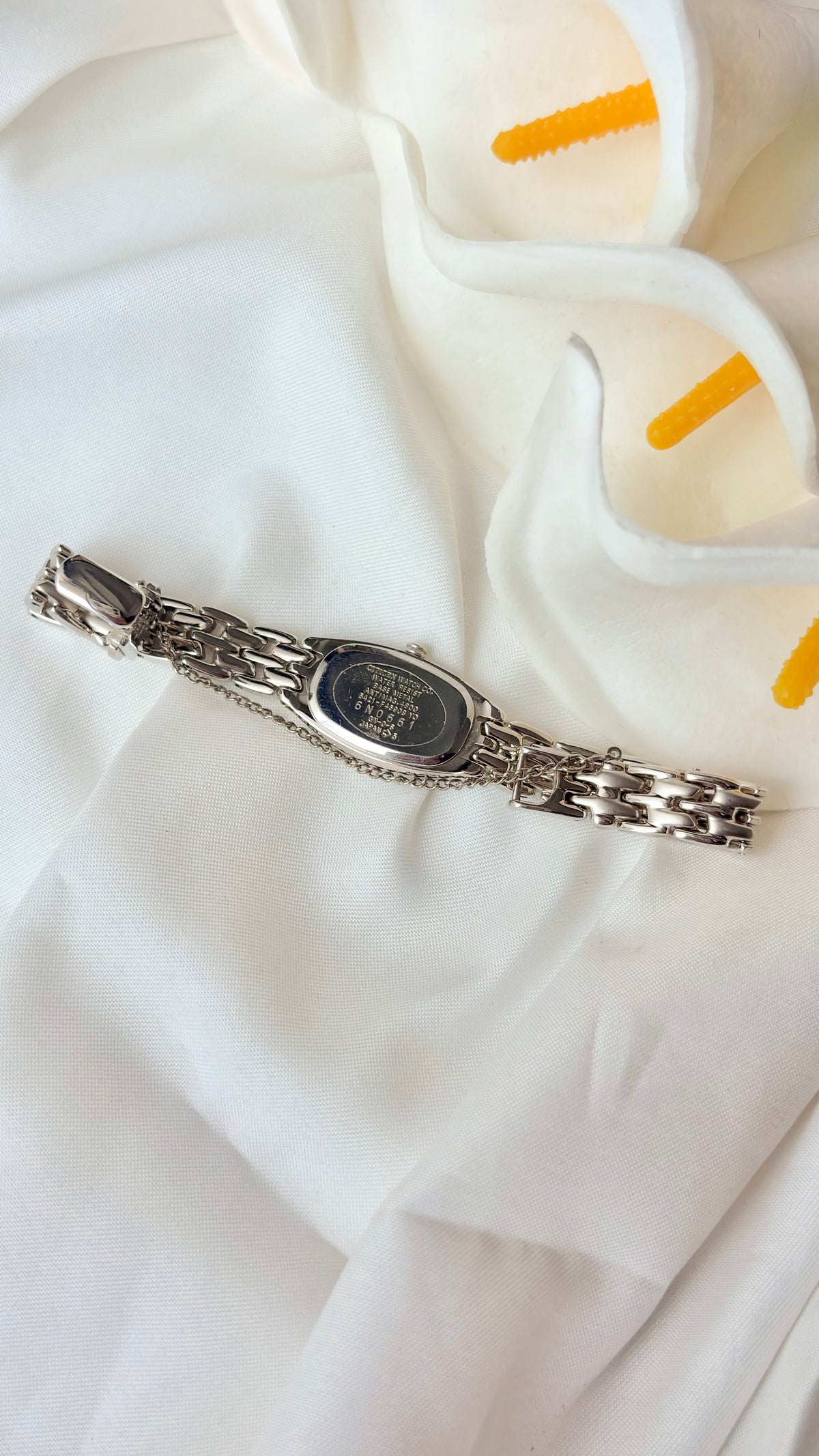 CTZ. Opus White Rect Dial Silver SS Chain Watch
