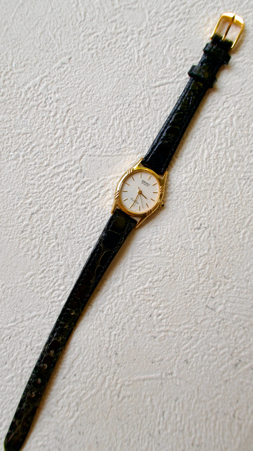 S. Exceline Oval Gold Dial with Black Strap