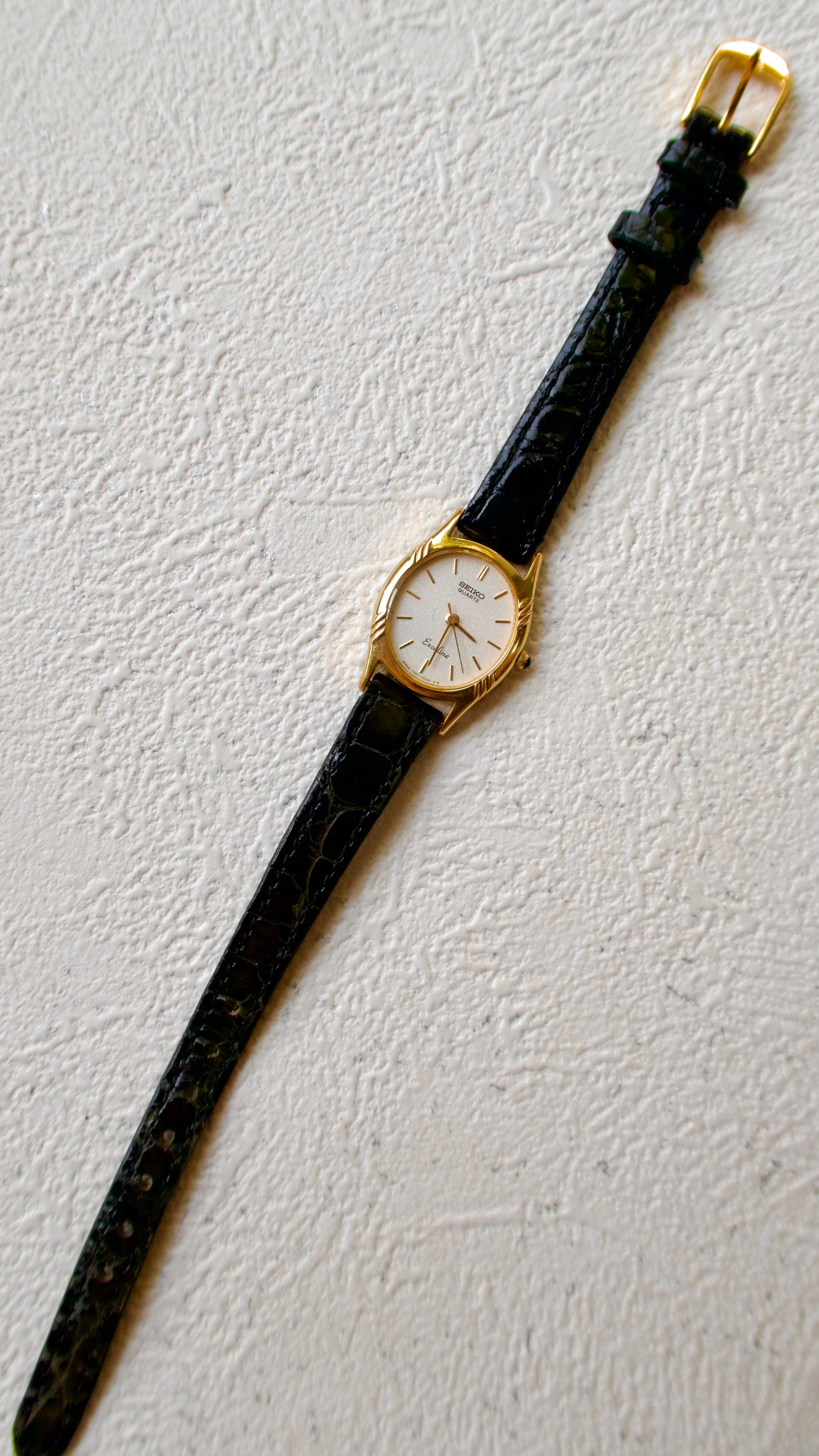 S. Exceline Oval Gold Dial with Black Strap