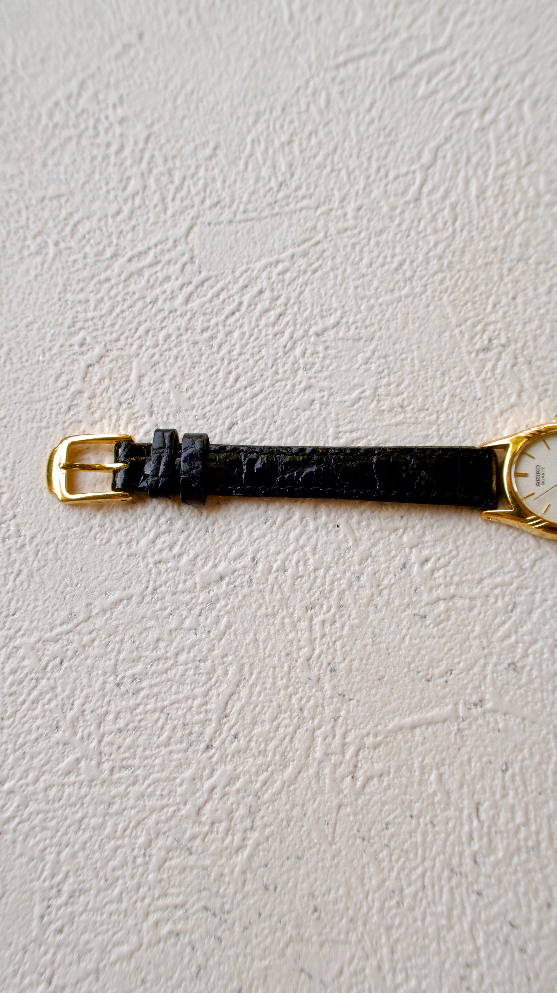 S. Exceline Oval Gold Dial with Black Strap