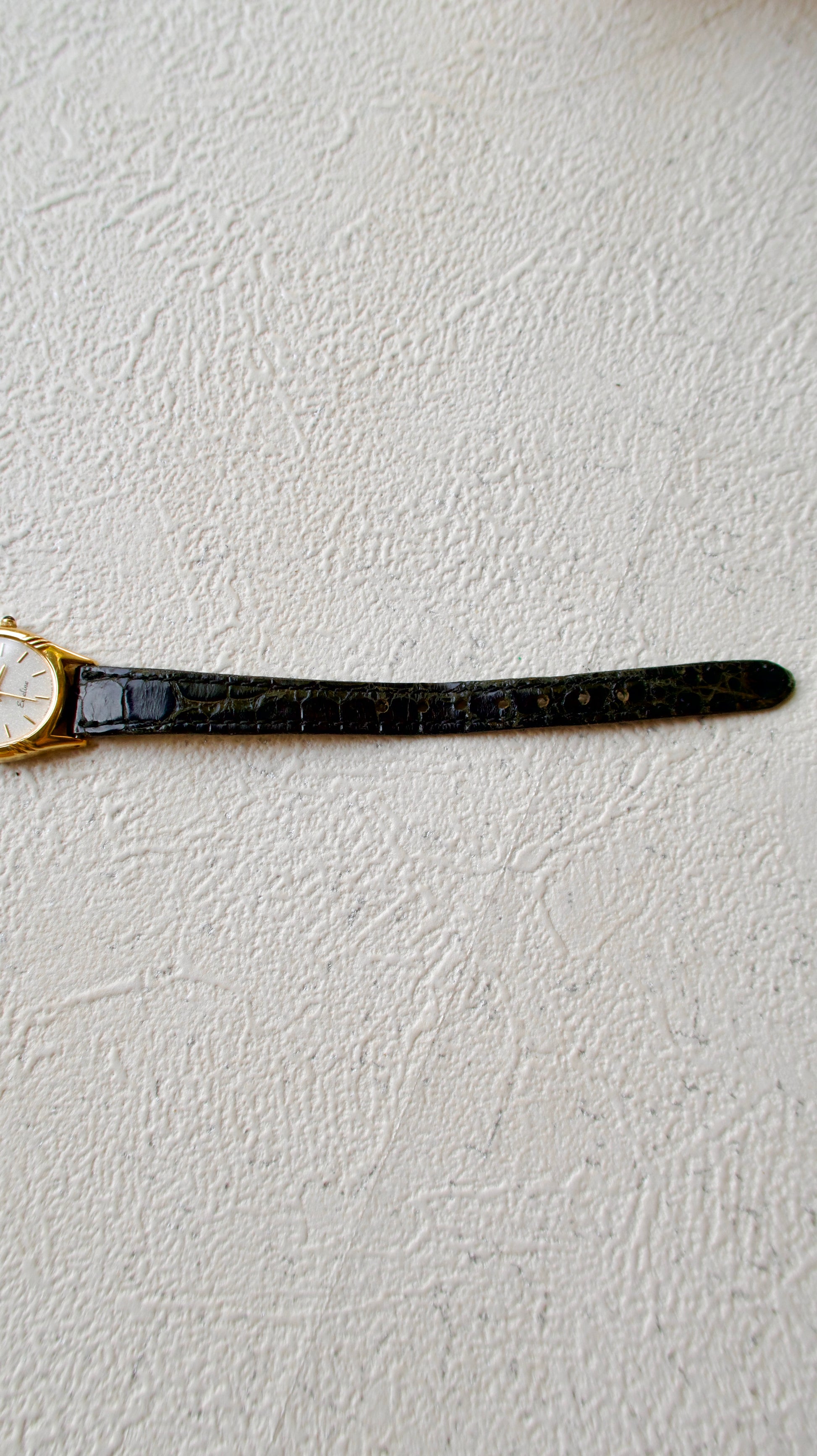 S. Exceline Oval Gold Dial with Black Strap