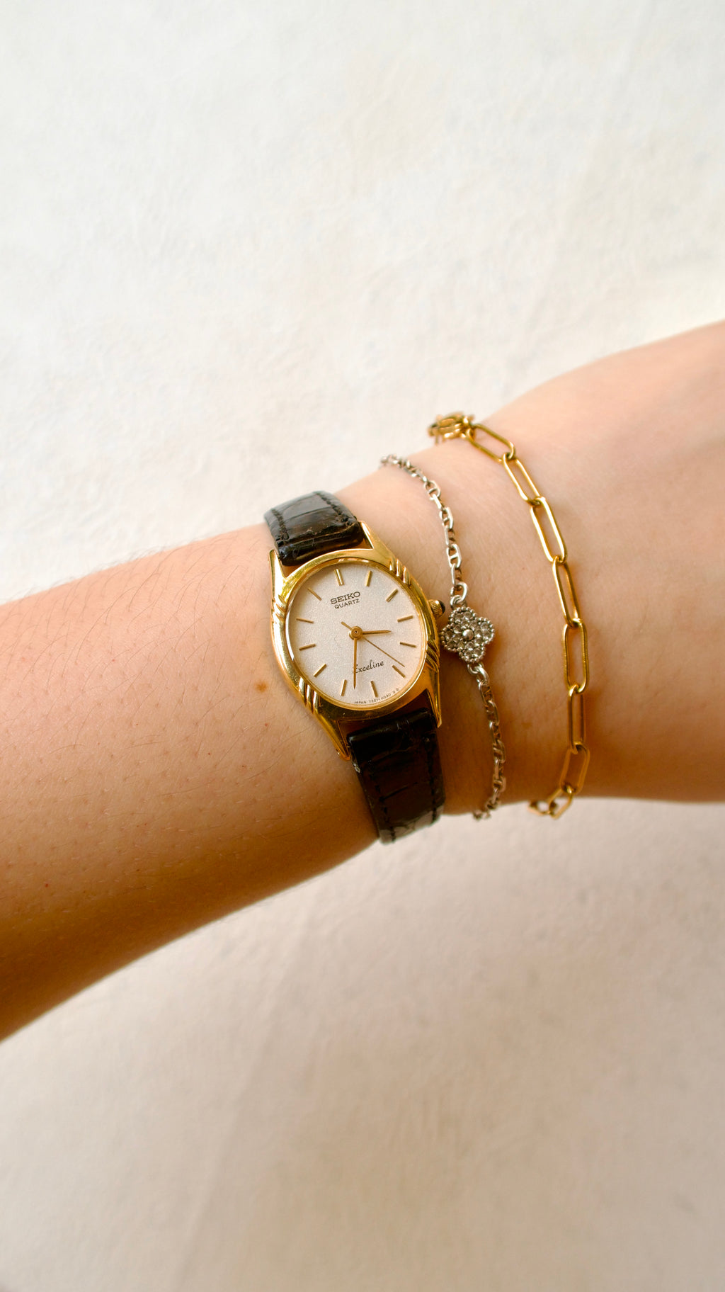 S. Exceline Oval Gold Dial with Black Strap
