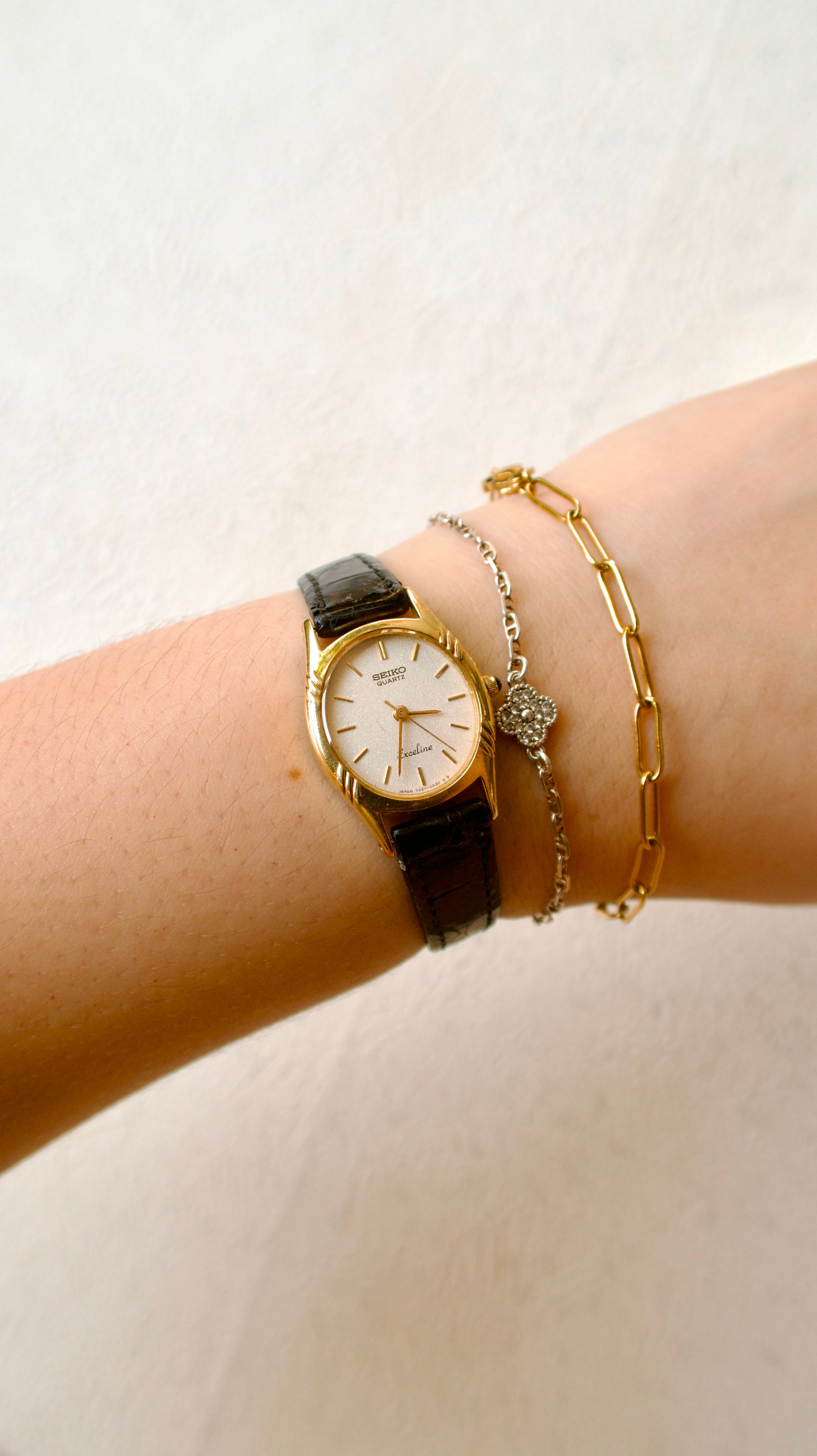 S. Exceline Oval Gold Dial with Black Strap