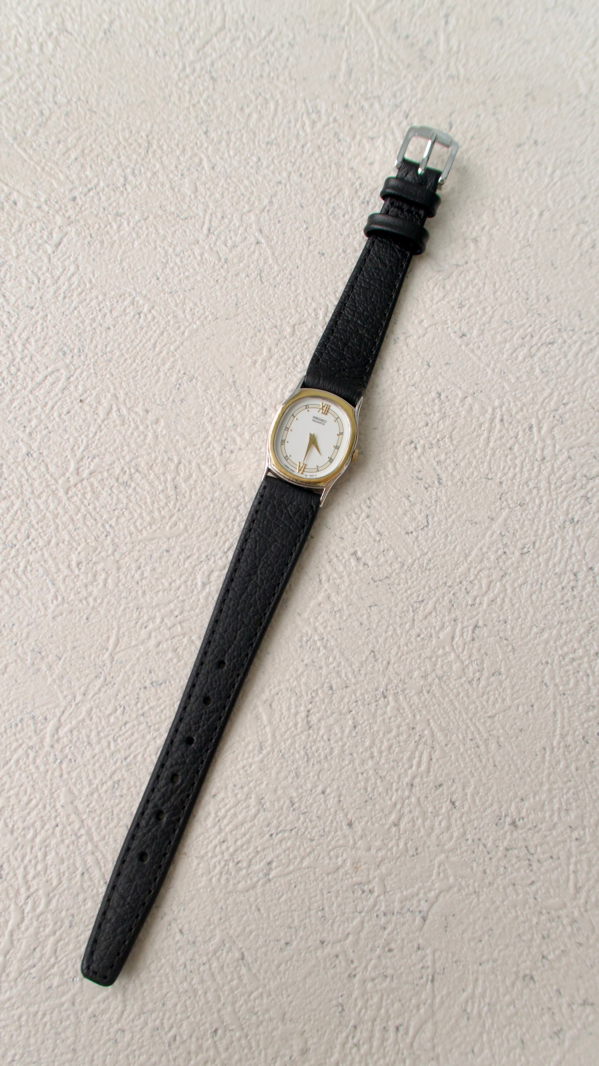 S. Two Tone Black Strap Watch
