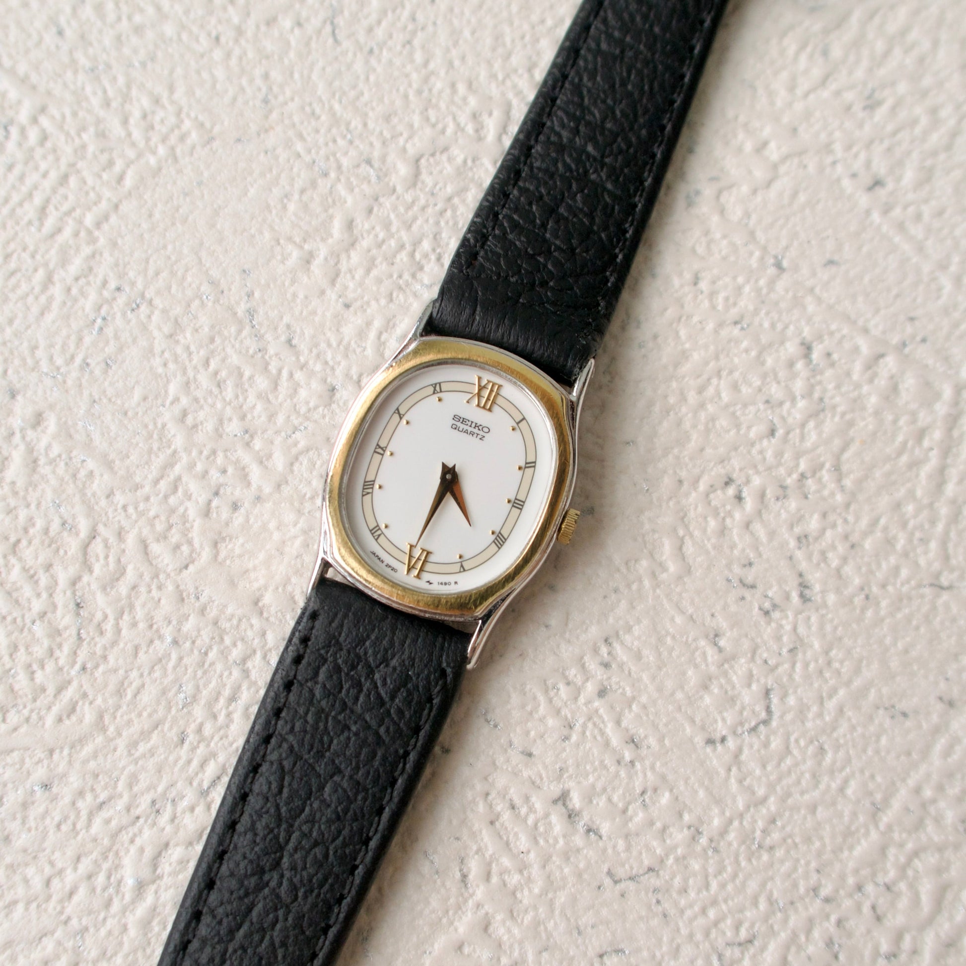 S. Two Tone Black Strap Watch