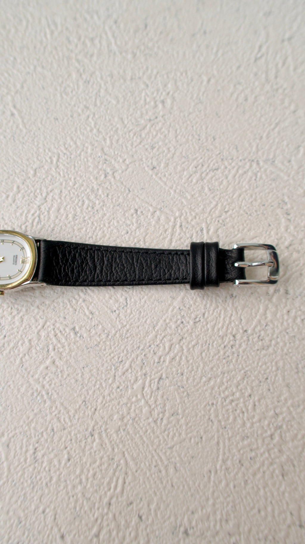 S. Two Tone Black Strap Watch