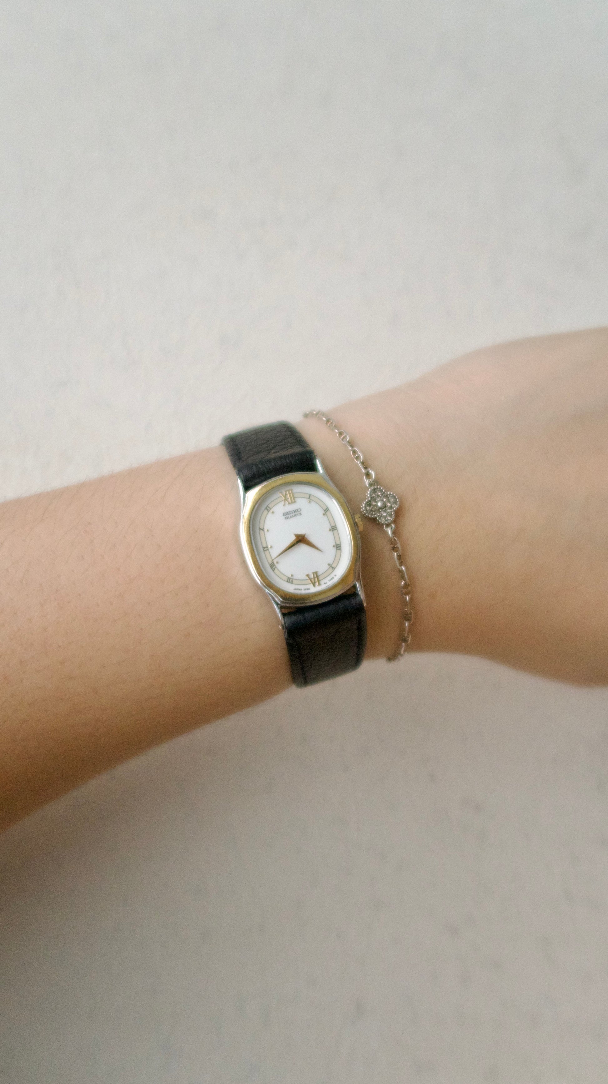 S. Two Tone Black Strap Watch