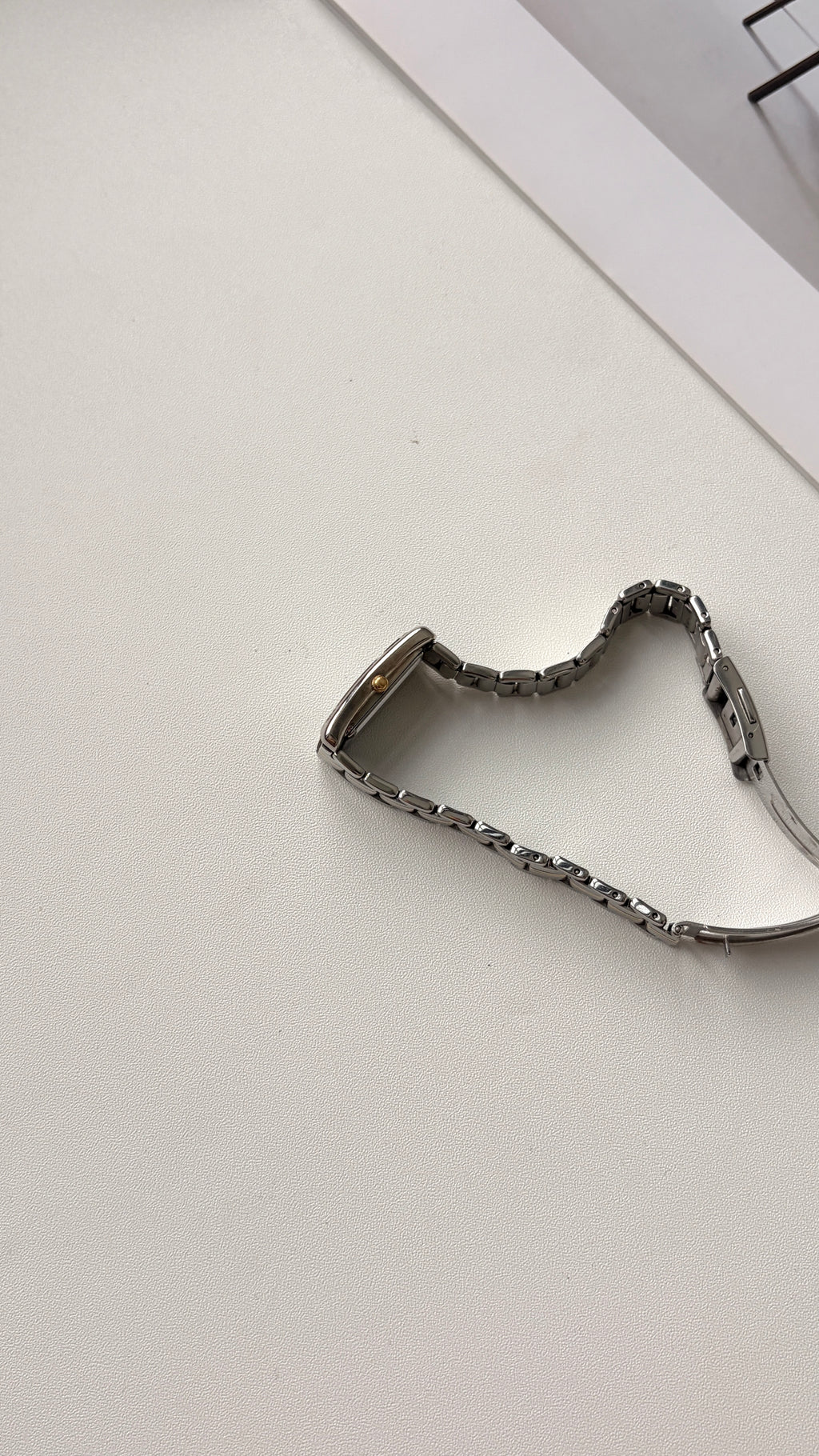 S. Lucent White & Blue Rect Dial Two Tone Chain Watch
