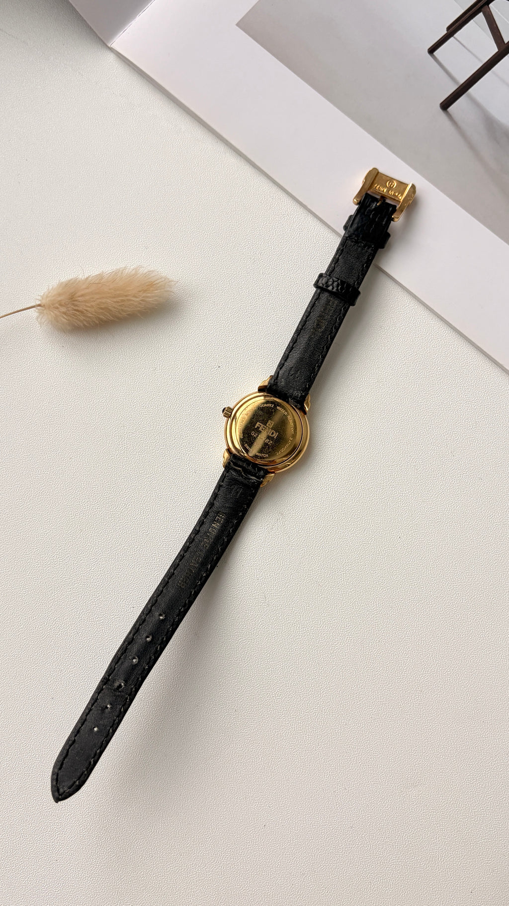 F. 300L White Round Dial Black Strap Watch