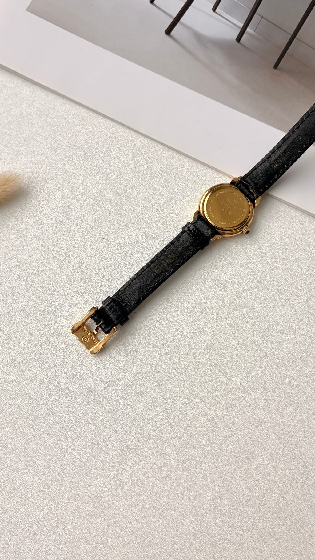F. 300L White Round Dial Black Strap Watch