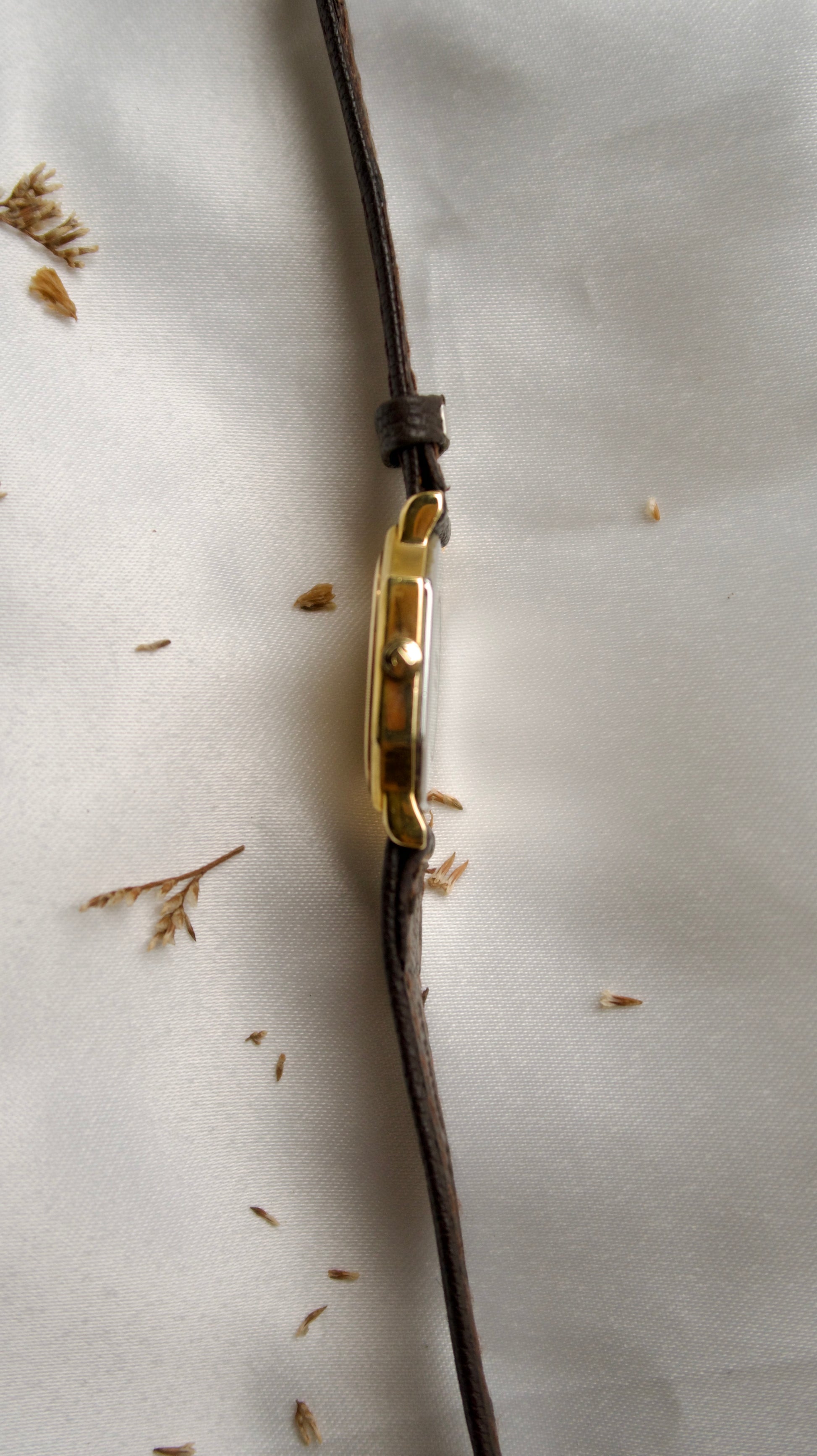 RD. Gold Square Dial with Brown Leather Strap
