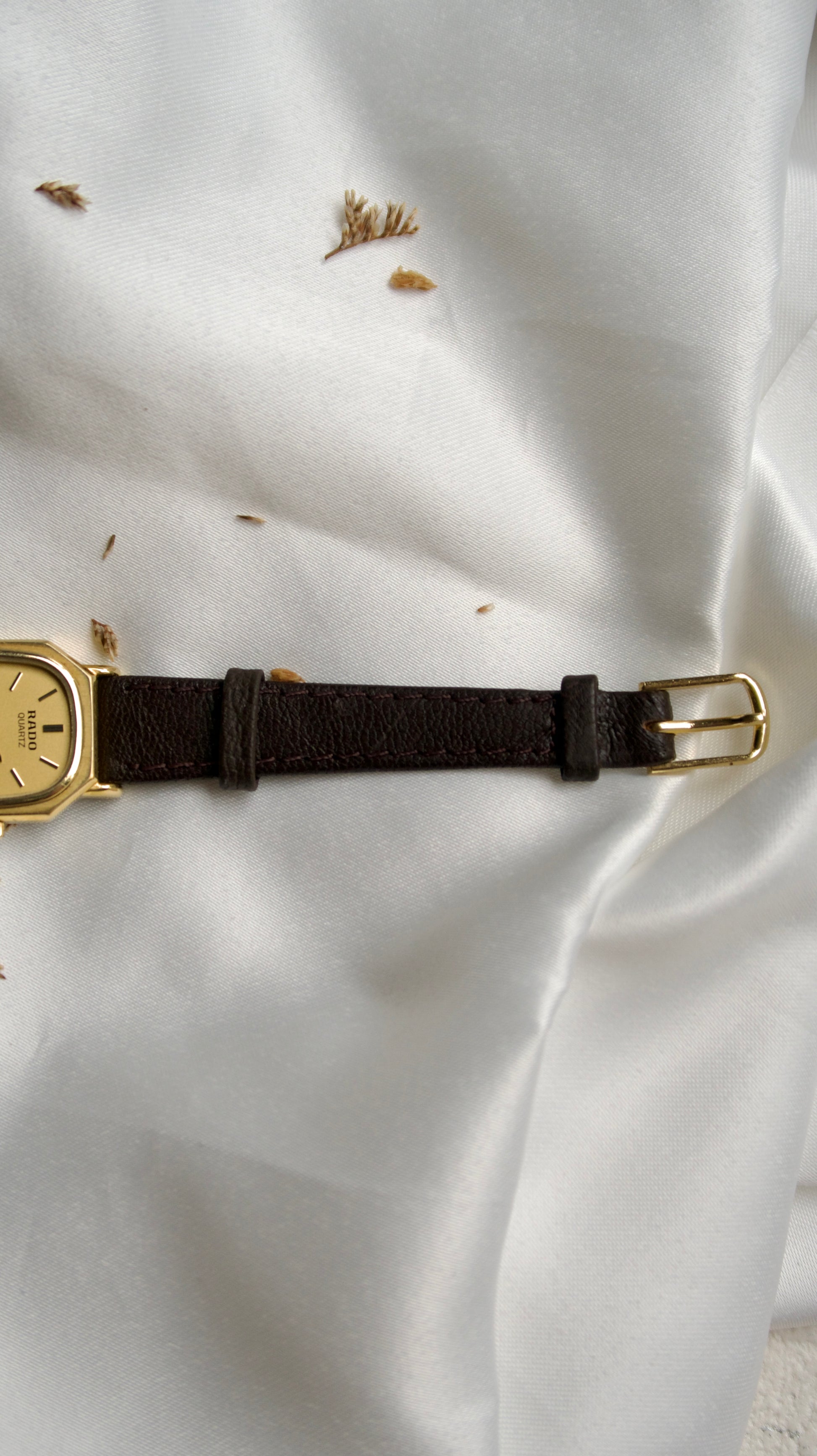 RD. Gold Square Dial with Brown Leather Strap