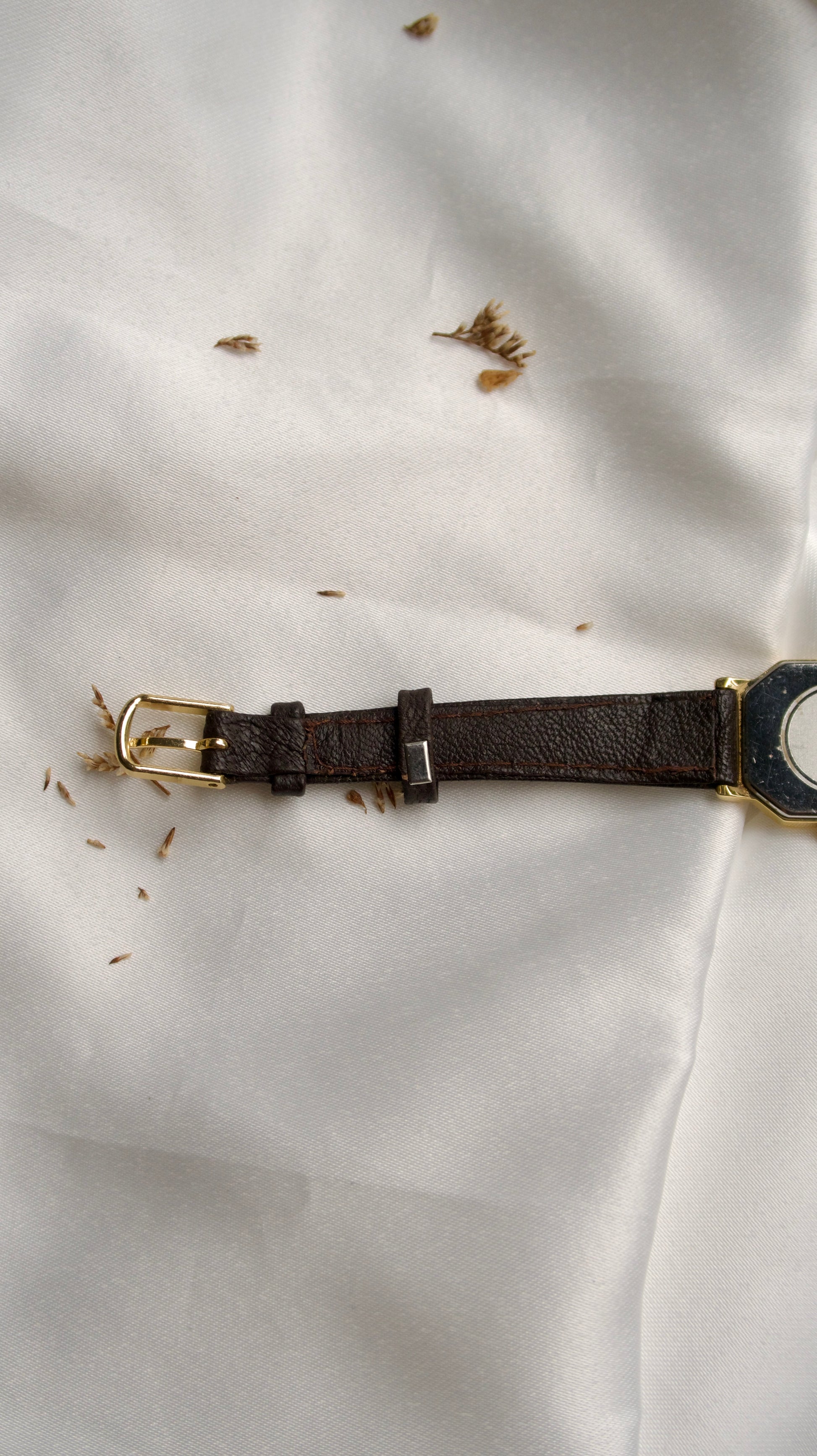 RD. Gold Square Dial with Brown Leather Strap