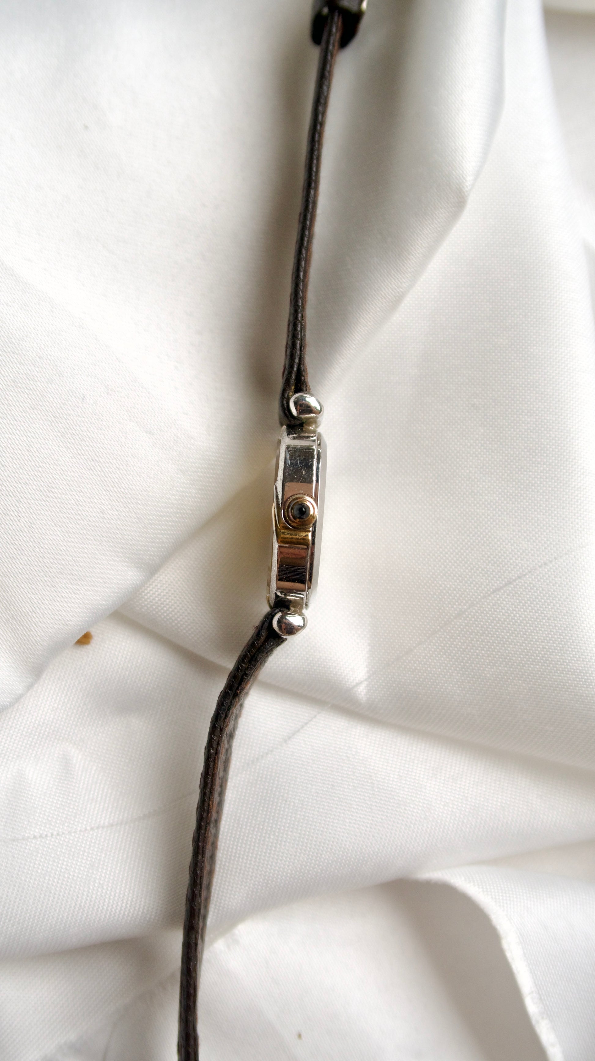S. Exceline Square Beige Glitter Dial with Brown Strap