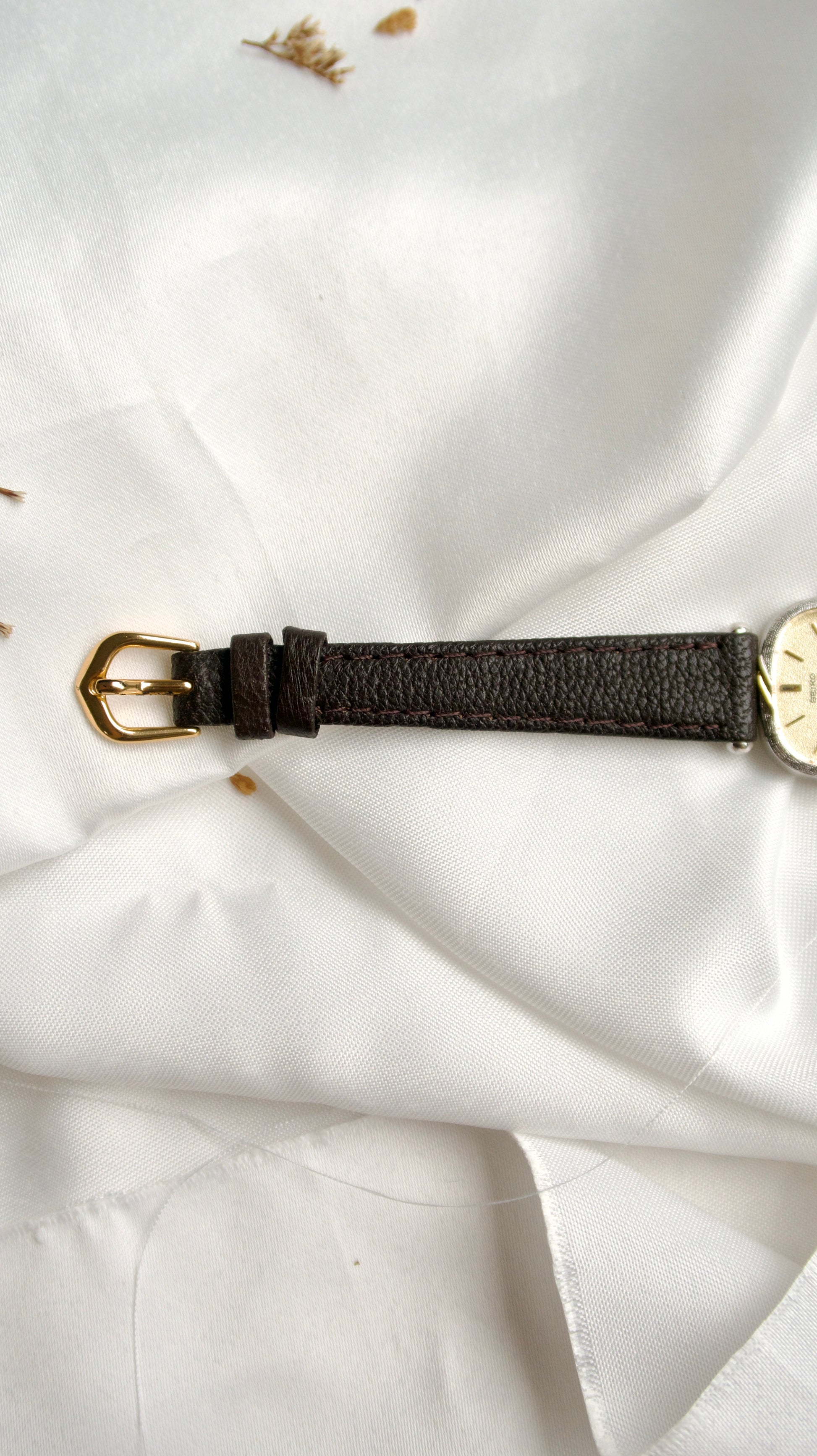 S. Exceline Square Beige Glitter Dial with Brown Strap