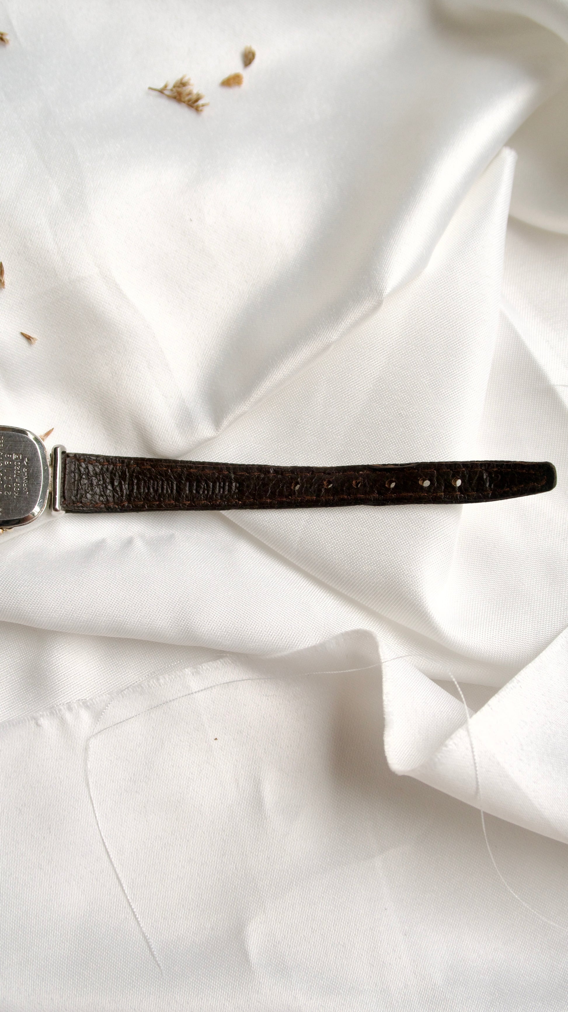 S. Exceline Square Beige Glitter Dial with Brown Strap