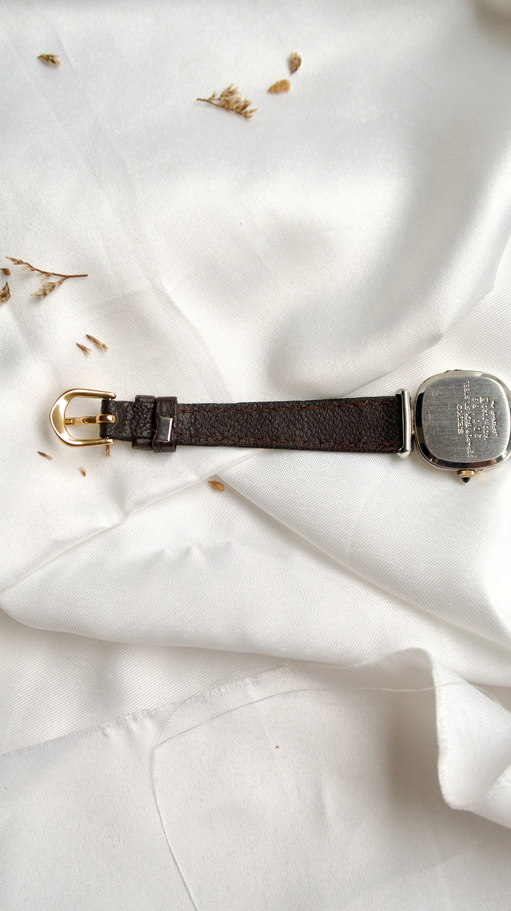S. Exceline Square Beige Glitter Dial with Brown Strap