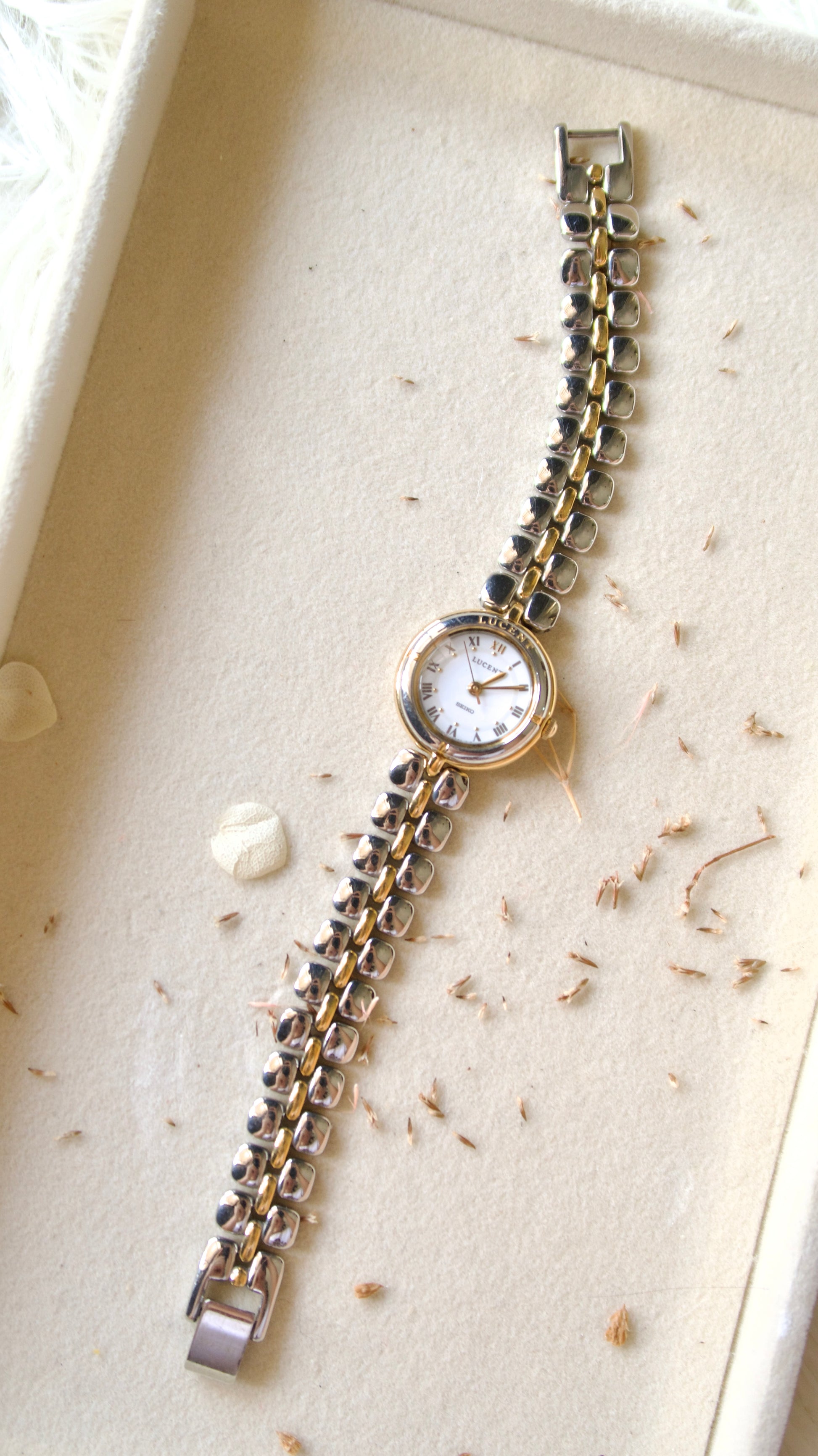 S. Lucent White Round Dial with Two Tone Chain