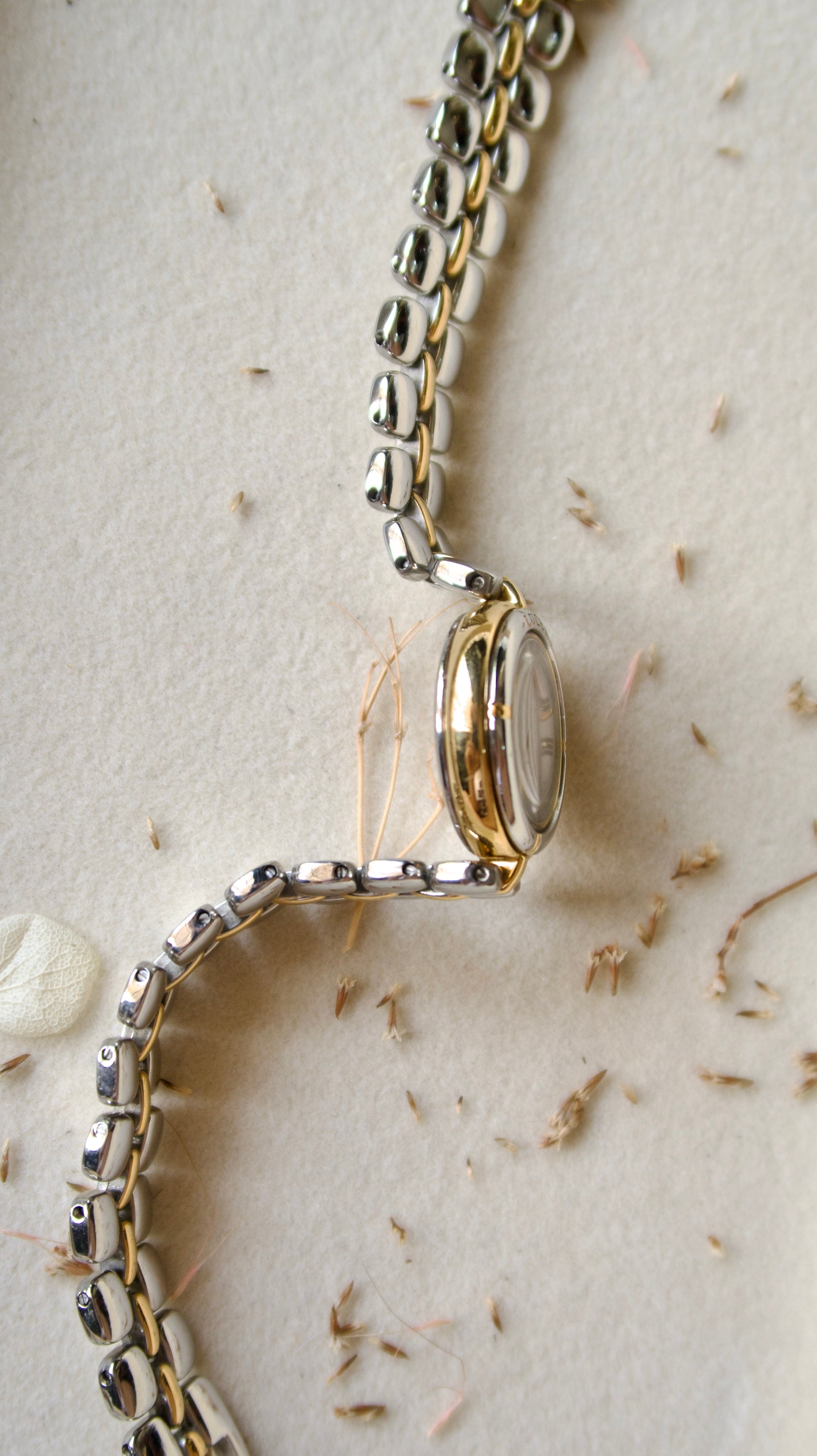 S. Lucent White Round Dial with Two Tone Chain