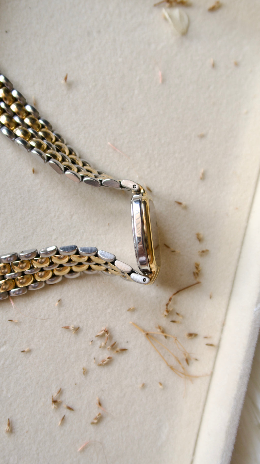 L. Square Gold Dial with Two Tone Chain
