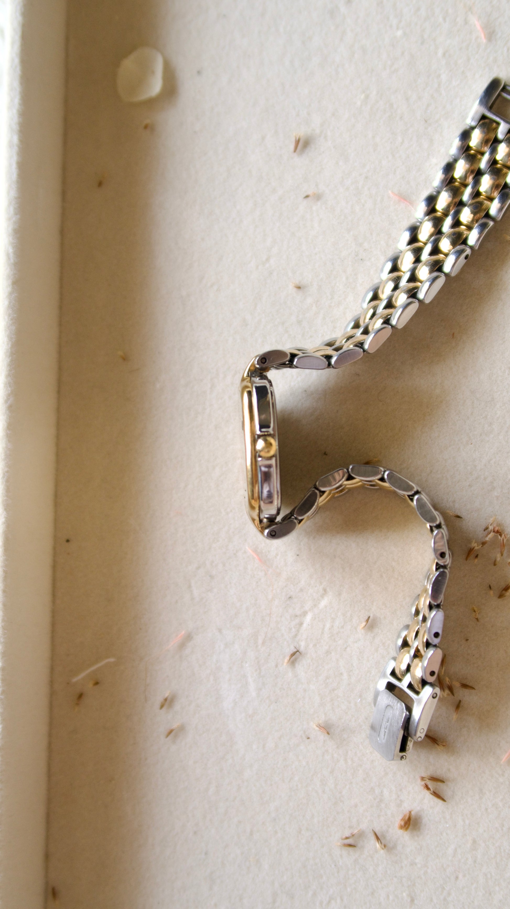 L. Square Gold Dial with Two Tone Chain