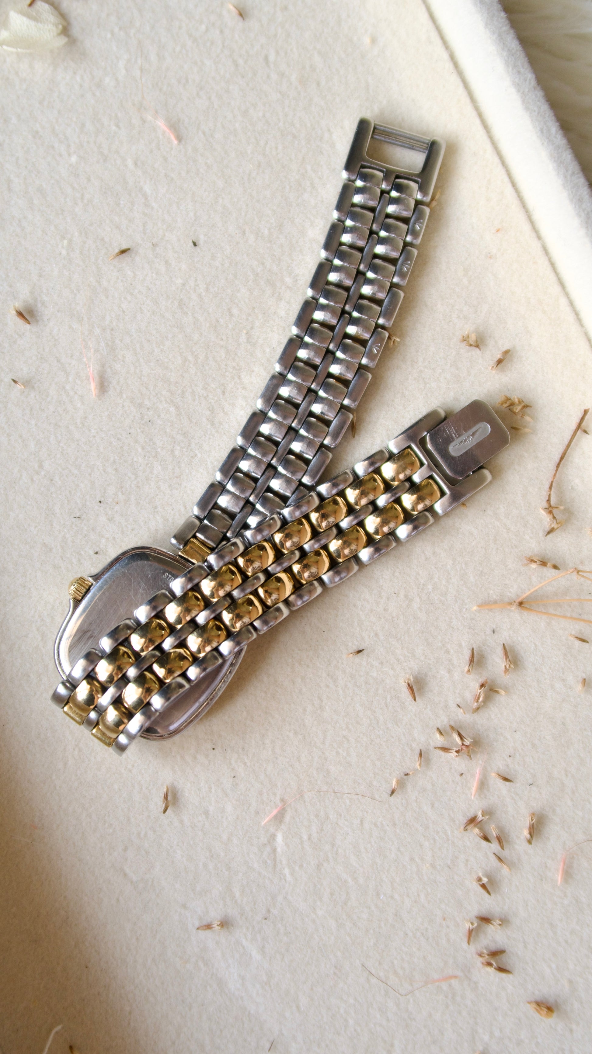 L. Square Gold Dial with Two Tone Chain