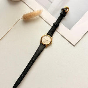 S. Spirit Beige Round Dial Black Strap Watch